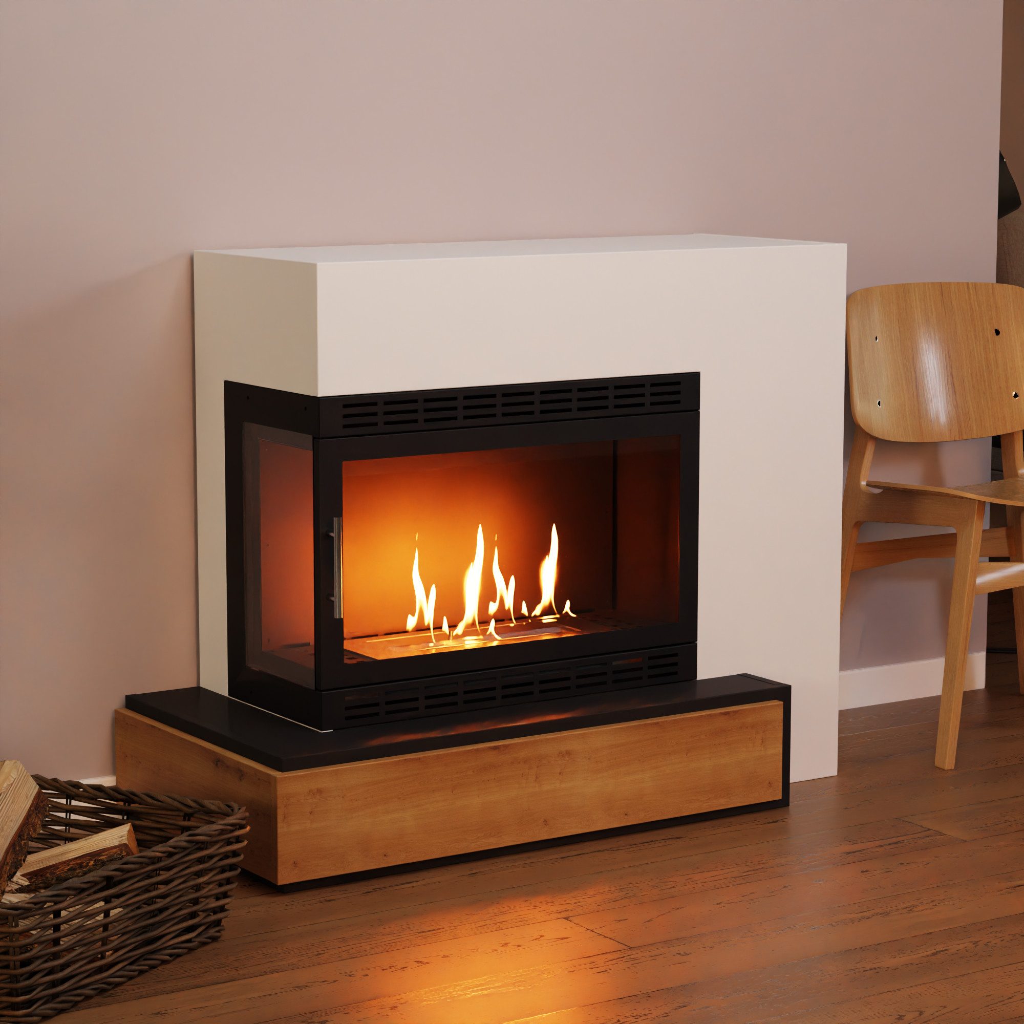 GLOW FIRE Echtfeuer-Dekokamin Narvik XL Vision Ethanol Kamin, Bioethanol Kamin mit 3h Brenndauer, Heizleistung bis 2KW