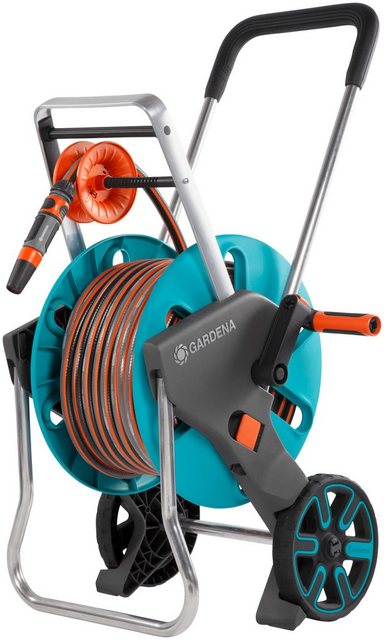 Gardena Schlauchwagen AquaRoll M Easy Set inkl. 20 m Schlauch, Systemteilen und Spritze inkl. 20 m Schlauch, Systemteilen und Spritze, 18517-20