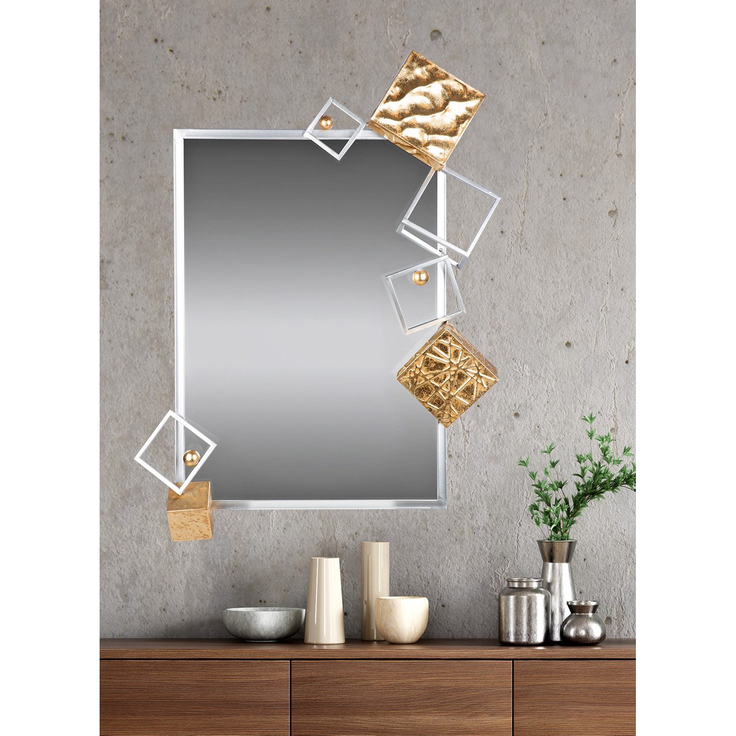 GILDE Wandspiegel Spiegel Cubes silberfarben (1-St)