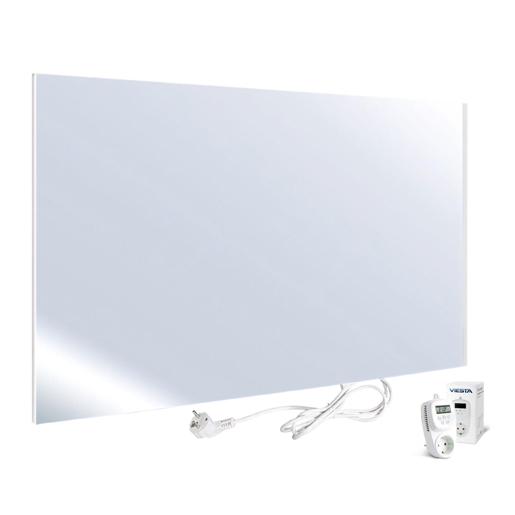 UMBRELLA Infrarotheizung Spiegel 450 W mit Thermostat TH12 – Carbon-Crystal – 2-in-1 Design, Flache Wandheizung mit Spiegelglas