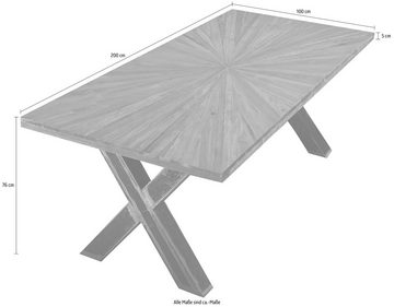 SIT Esstisch Romanteaka, mit sonnenförmig gemusterter Tischplatte, Shabby Chic, Vintage