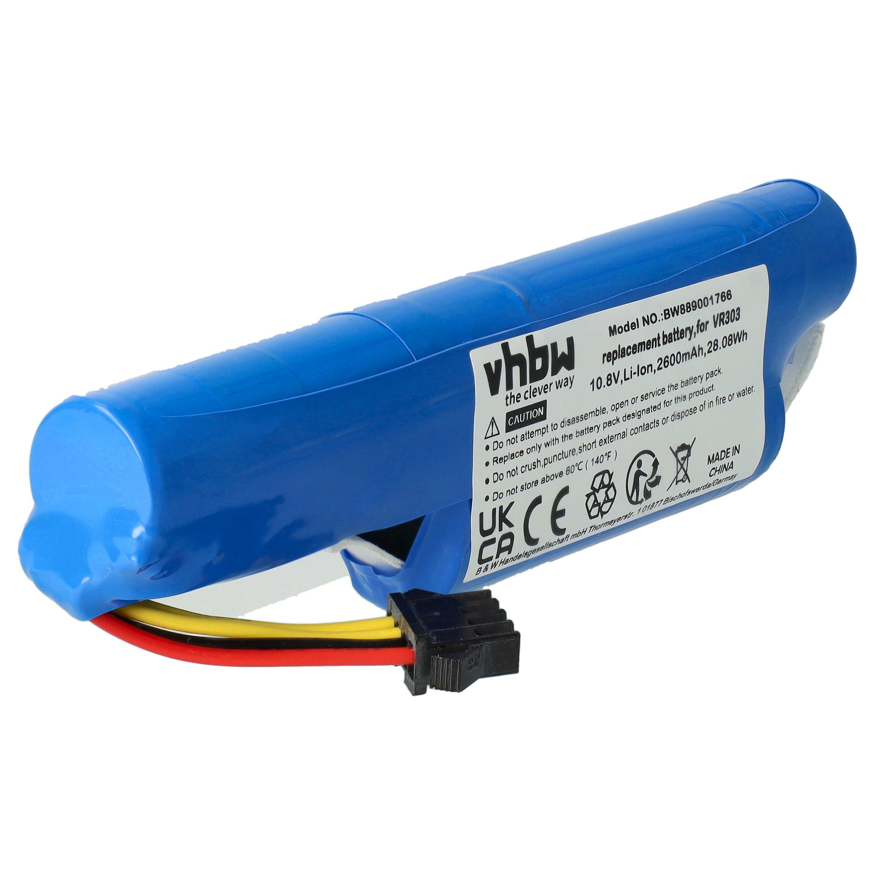 vhbw Akku passend für Vileda VR 201 PetPro, VR 303 Saugroboter (2600 mAh, Staubsauger-Akku Akku Li-Ion 2600 mAh (10,8 V, 1 St), Leistungsfähiger Austausch-Akku für Ihren Saugroboter