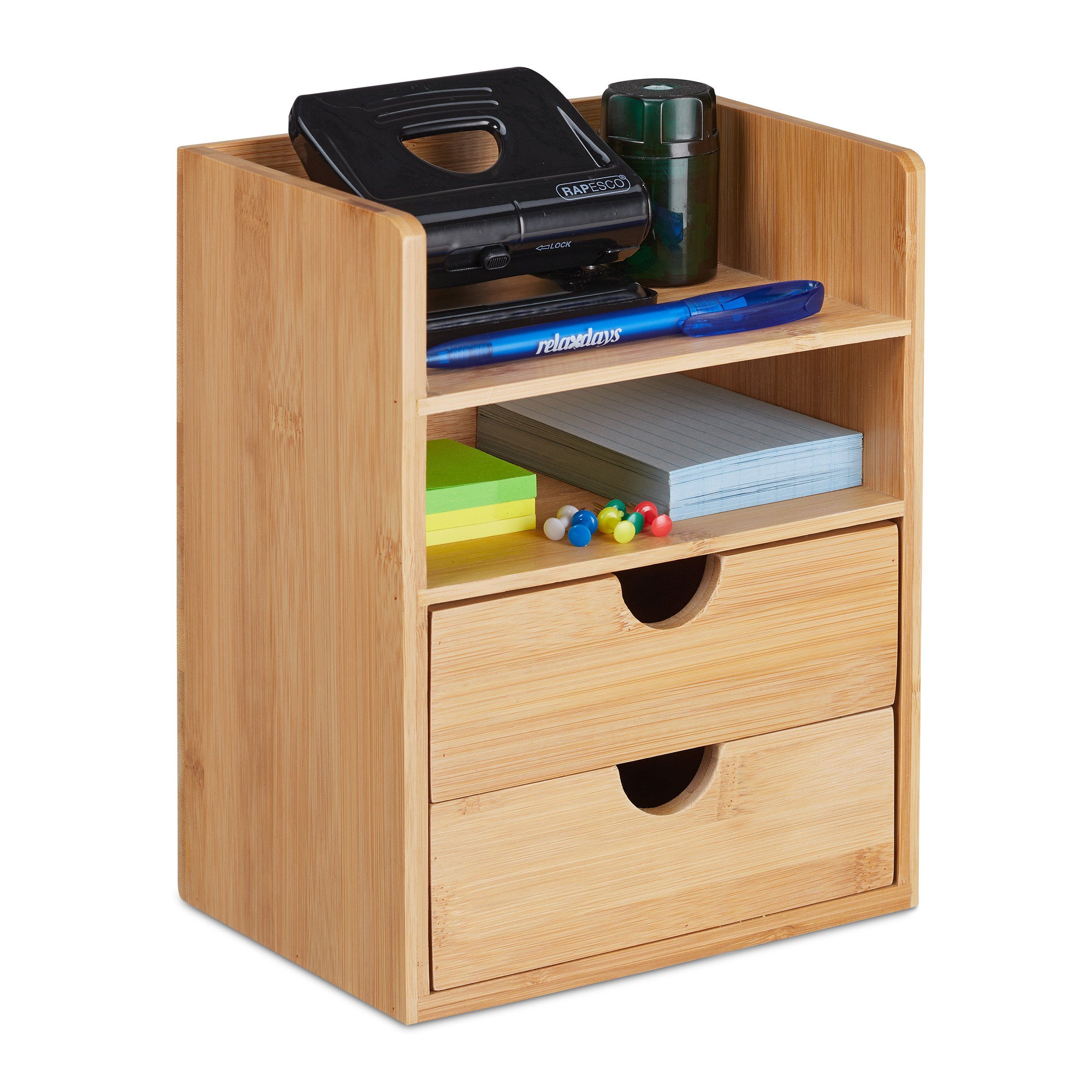 Bambus Bücherregal Tischorganizer Standregal Schreibtischbutler Schubladenbox O 
