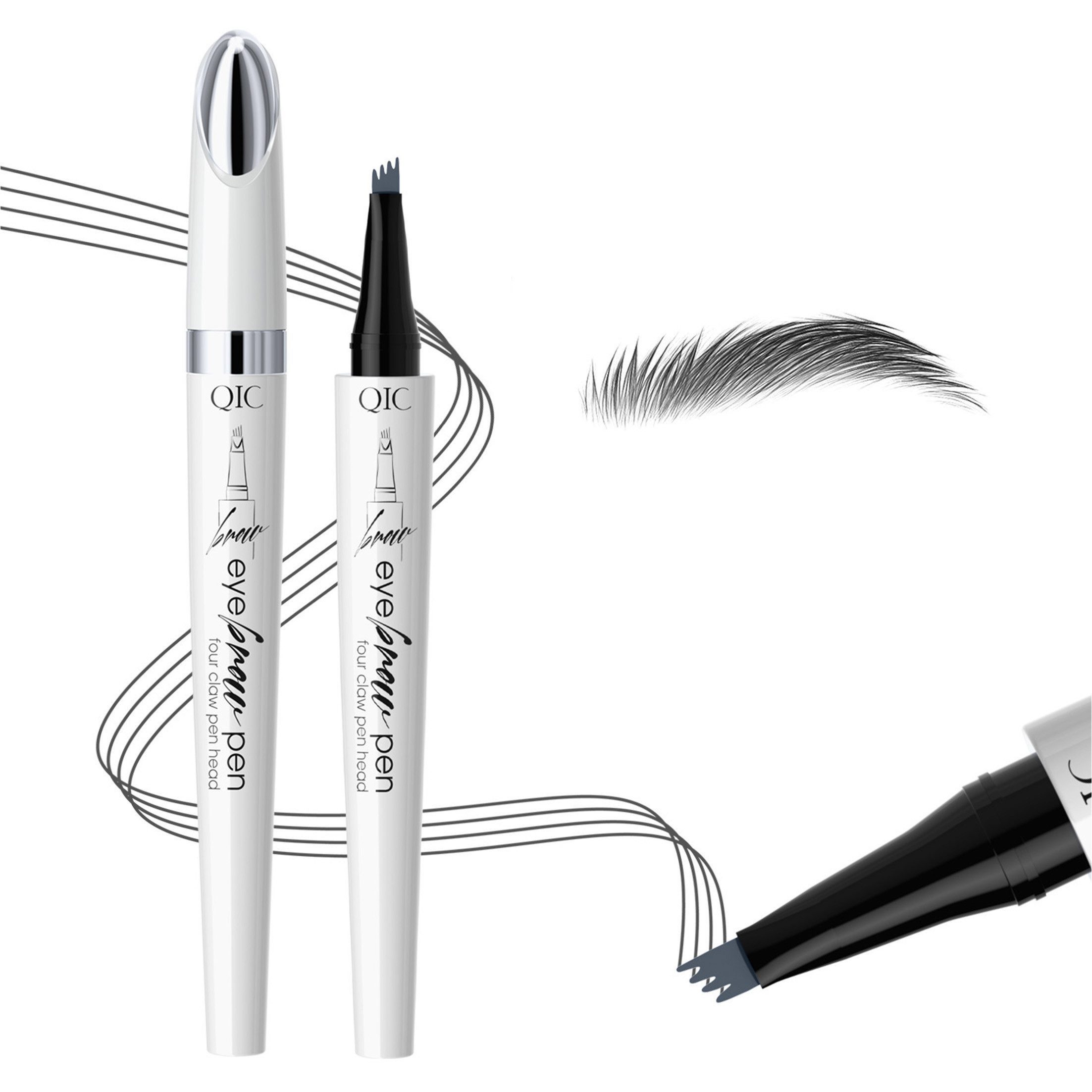 KINSI Augenbrauen-Stift Augenbrauenstift mit 4-in-1 Mikrogabel-Spitze für Natürlich Brauen, Langzeit-Haltbar,Einfache Anwendung für präzise Augenbraue-Imitatio