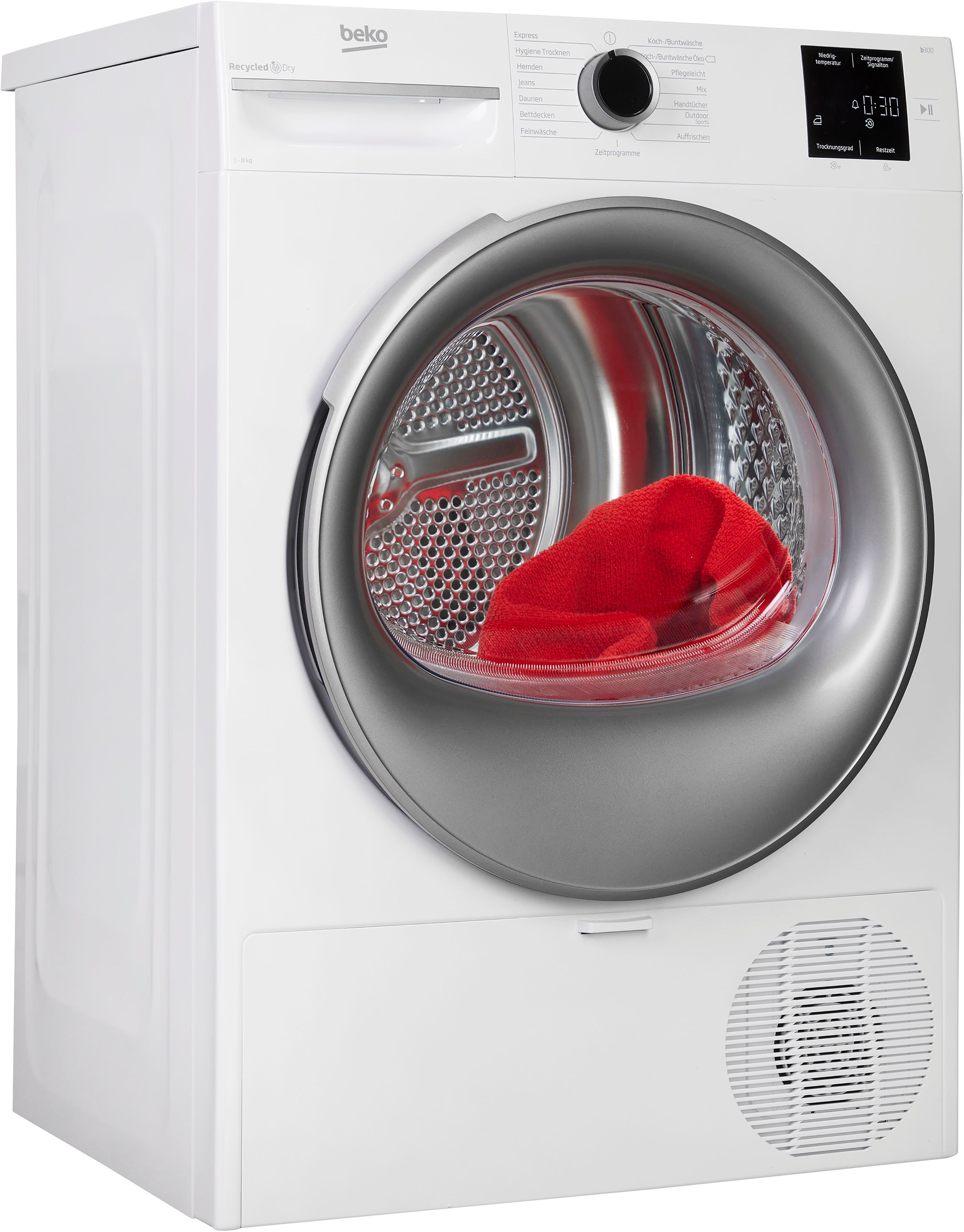 BEKO Wärmepumpentrockner BM3T38210W1, Wärmepumpentechnologie trocknet Wäsche bei niedriger Temperatur.