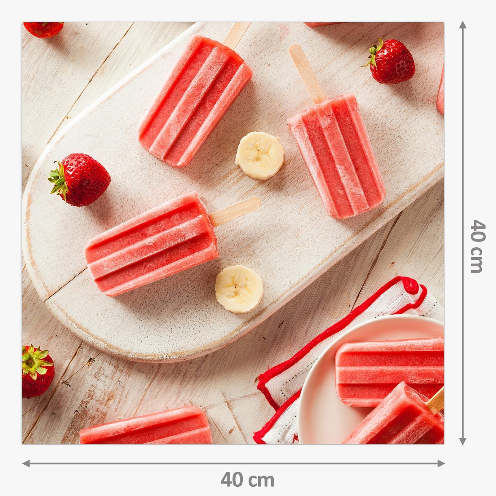 Erdbeer Primedeco Spritzschutz Eis Küchenrückwand Glas Bananen