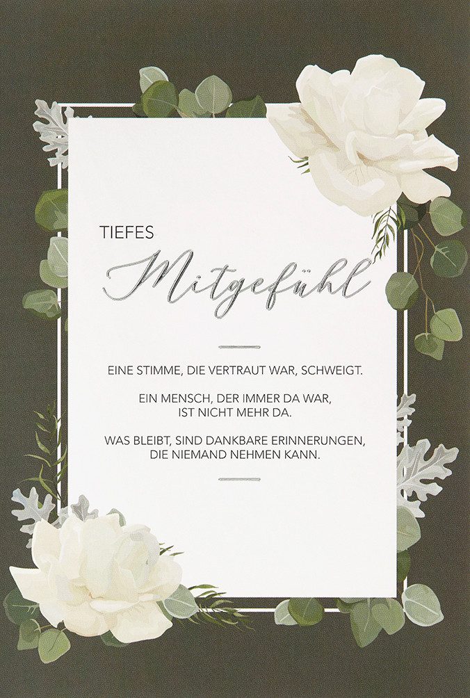 BSB Grußkarten Trauer – Beileid - Kondolenzkarte im Format 11,5 x 17 cm mit