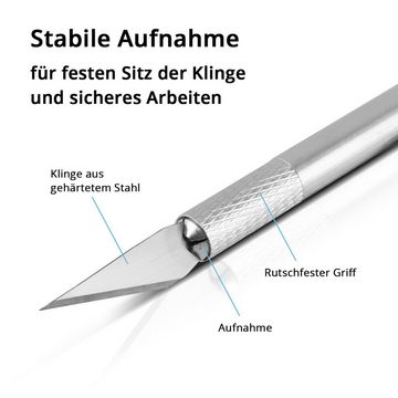 STAHLWERK Messerklinge STAHLWERK Profi-Skalpell-Set 10-teilig, Voll-Aluminium-Cuttermesser / (Packung), Bastelmesser mit verschiedenen Präzisionsklingen