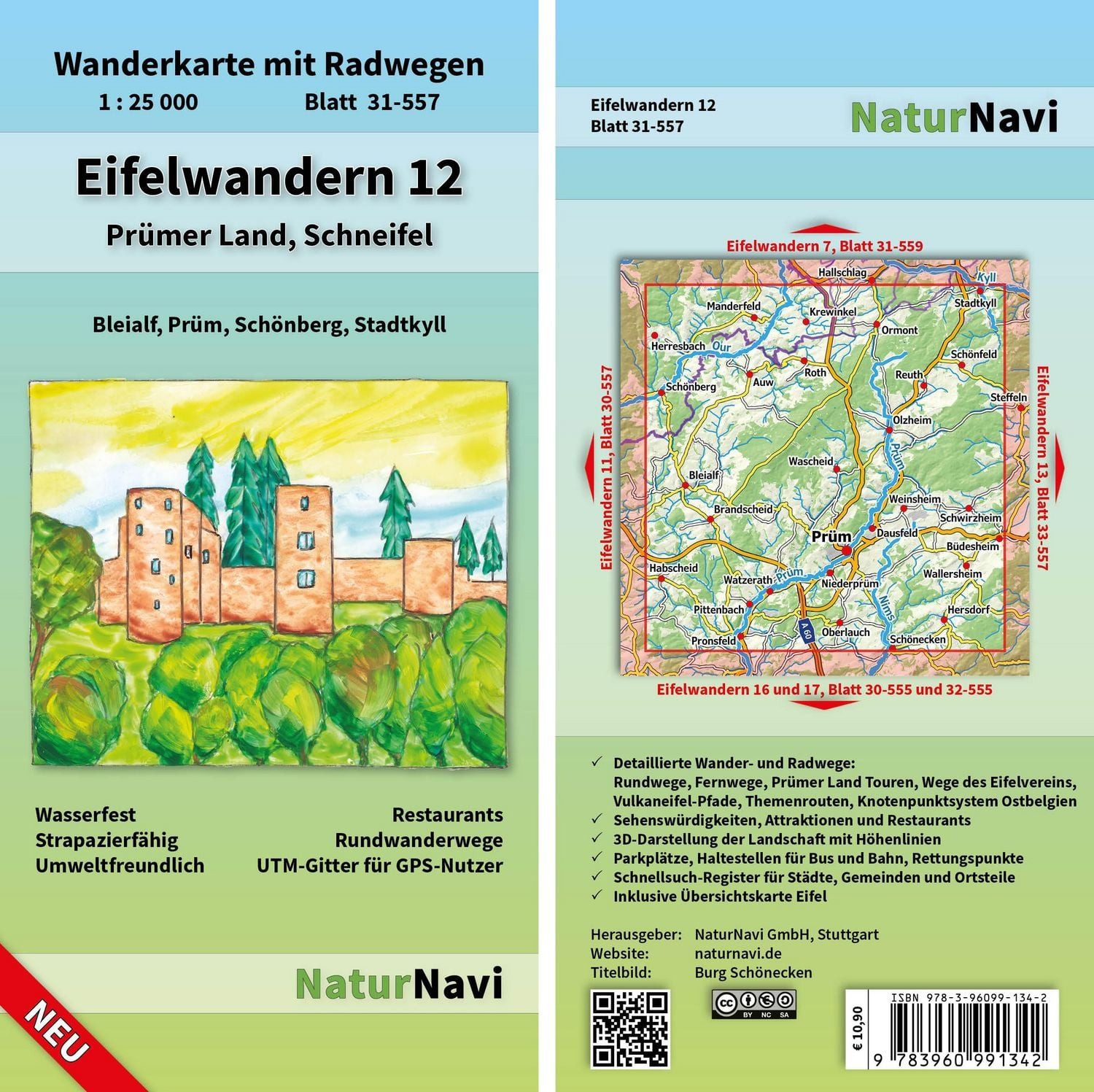Eifelwandern 12 - Prümer Land, Schneifel / diverse, Wanderkarte mit Radwegen, Blatt 31-557, 1 : 25 000, Bleialf, Prüm, Schönberg, Stadtkyll