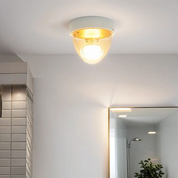 Licht-Erlebnisse Deckenleuchte MAIRA, ohne Leuchtmittel, Deckenlampe Badezimmer IP44 dampfgeschützt Ø18cm klein in Weiß Gold