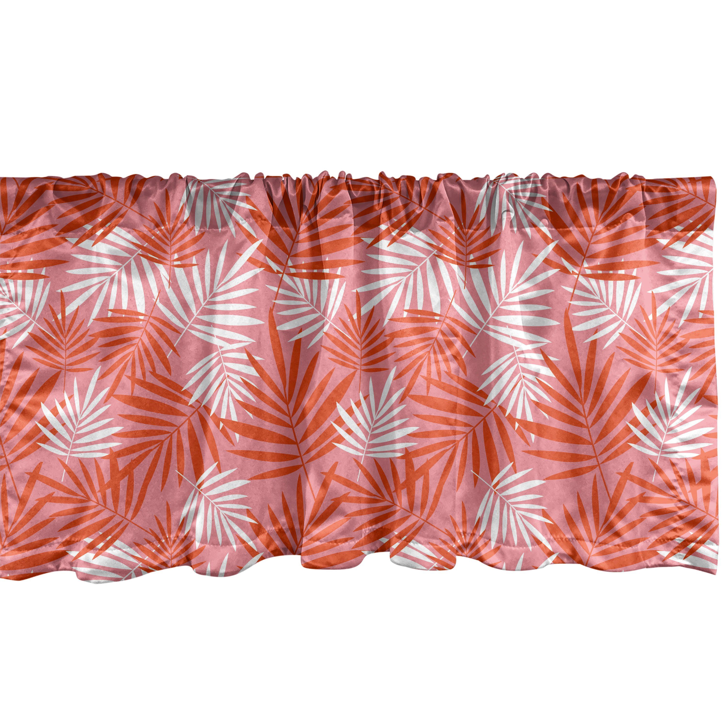 Scheibengardine Vorhang Volant für Küche Schlafzimmer Dekor mit Stangentasche, Abakuhaus, Microfaser, Exotisch Vibrant Tropical Palmblätter