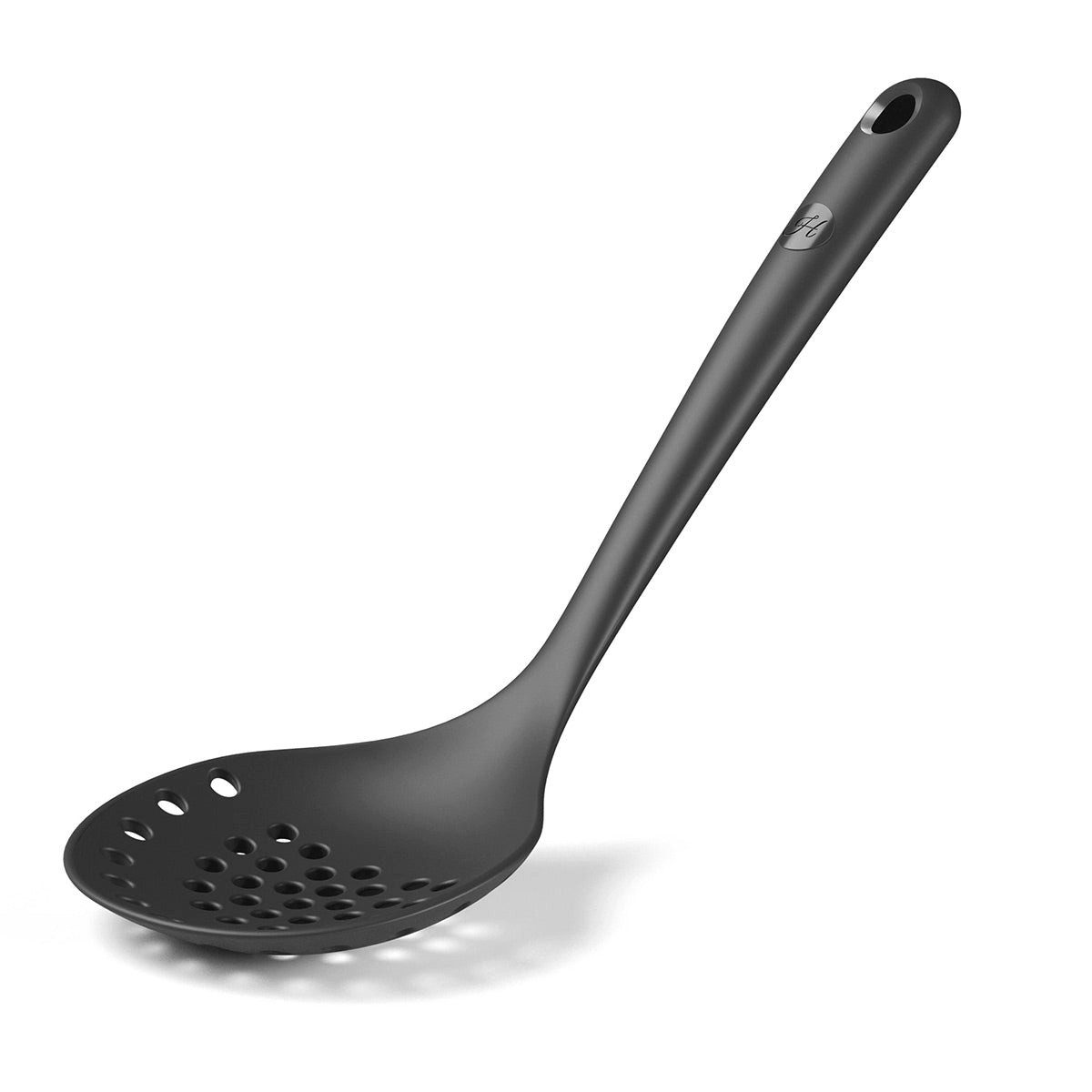 Hoffmann Germany Schaumlöffel Sieblöffel Silikon Edelstahl 32 cm anthrazit, Knödel, Ravioli, Gnocchi, kratzerfrei, spülmaschinengeeignet