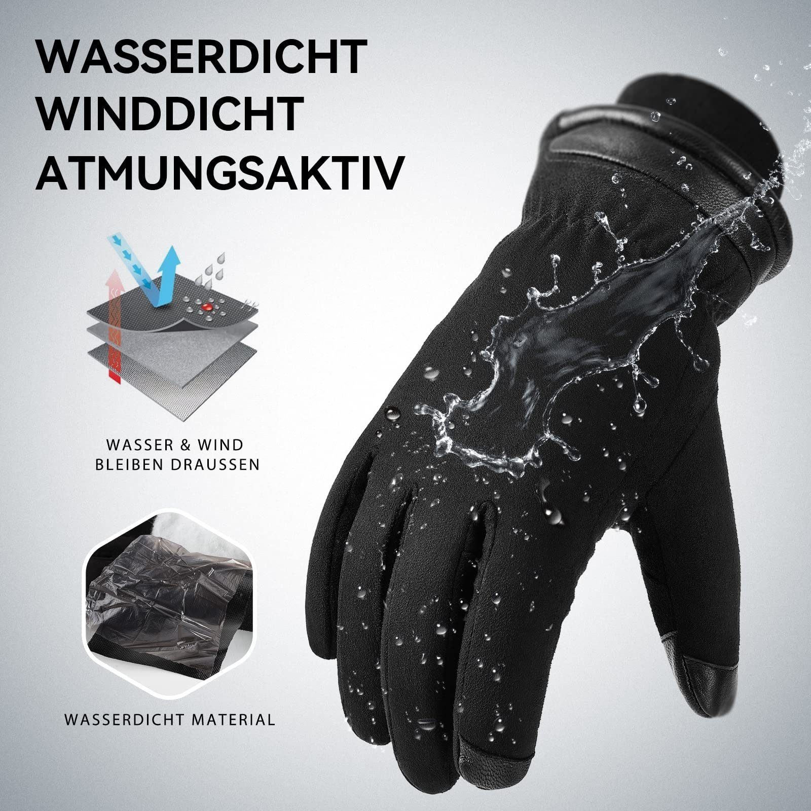 Sport Handschuhe Haiaveng Herren und Arbeit Multisporthandschuhe für wasserdichte Winterhandschuhe,