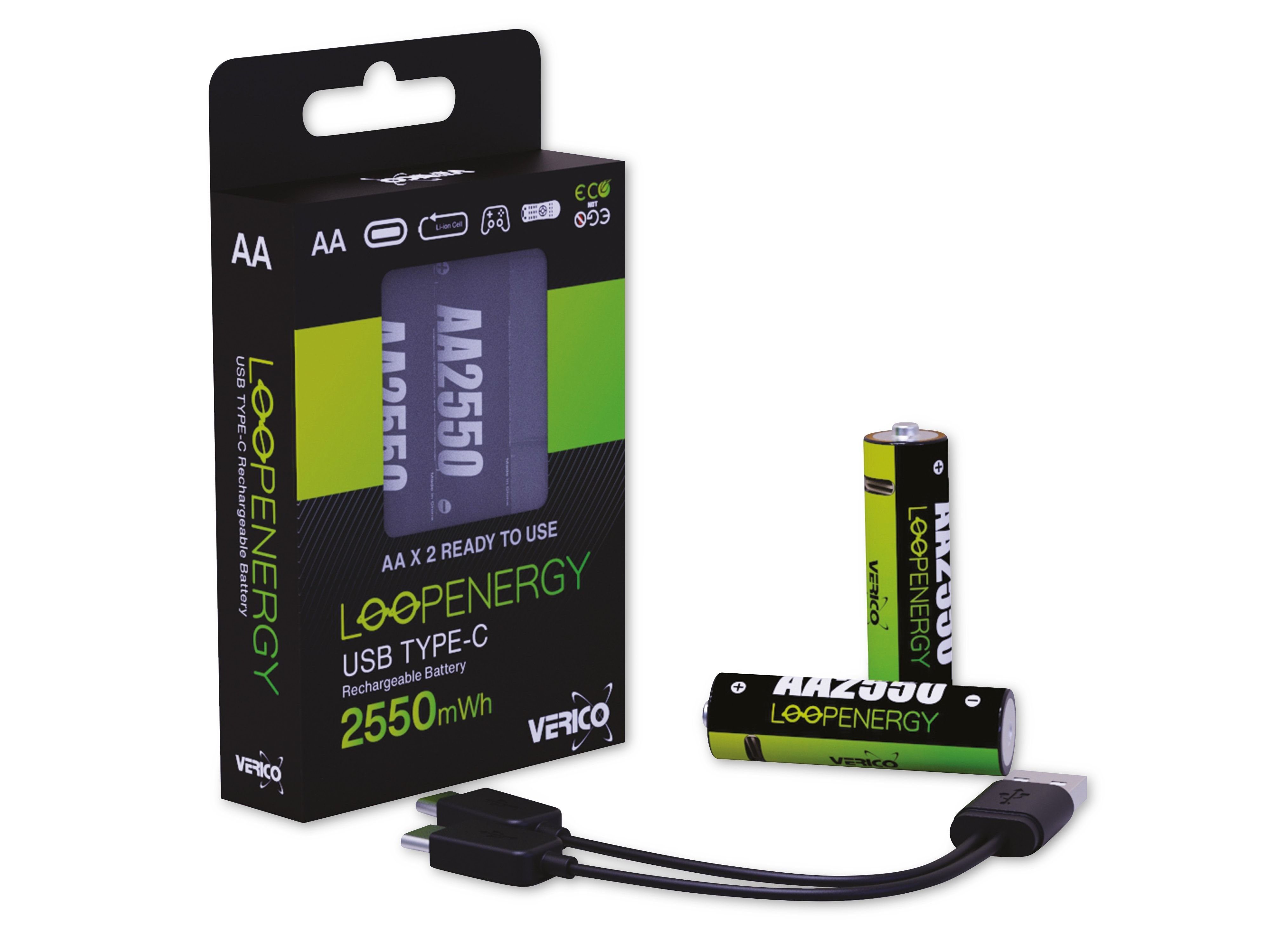 mit Loop Verico Energy LiIon-Akku Akku VERICO AA, USB-C