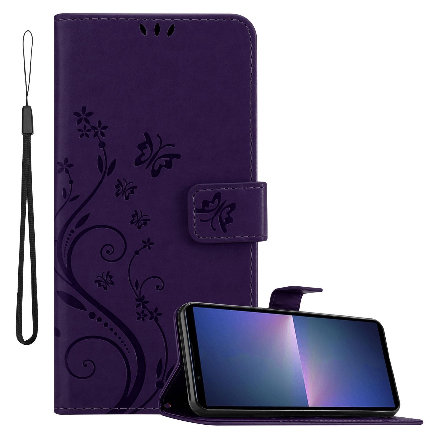 Cadorabo Handyhülle für Sony Xperia 5 V Hülle Sony Xperia 5 V, Hülle Schutzhülle Blumen Flower mit Standfunktion Kartenfach Magnet