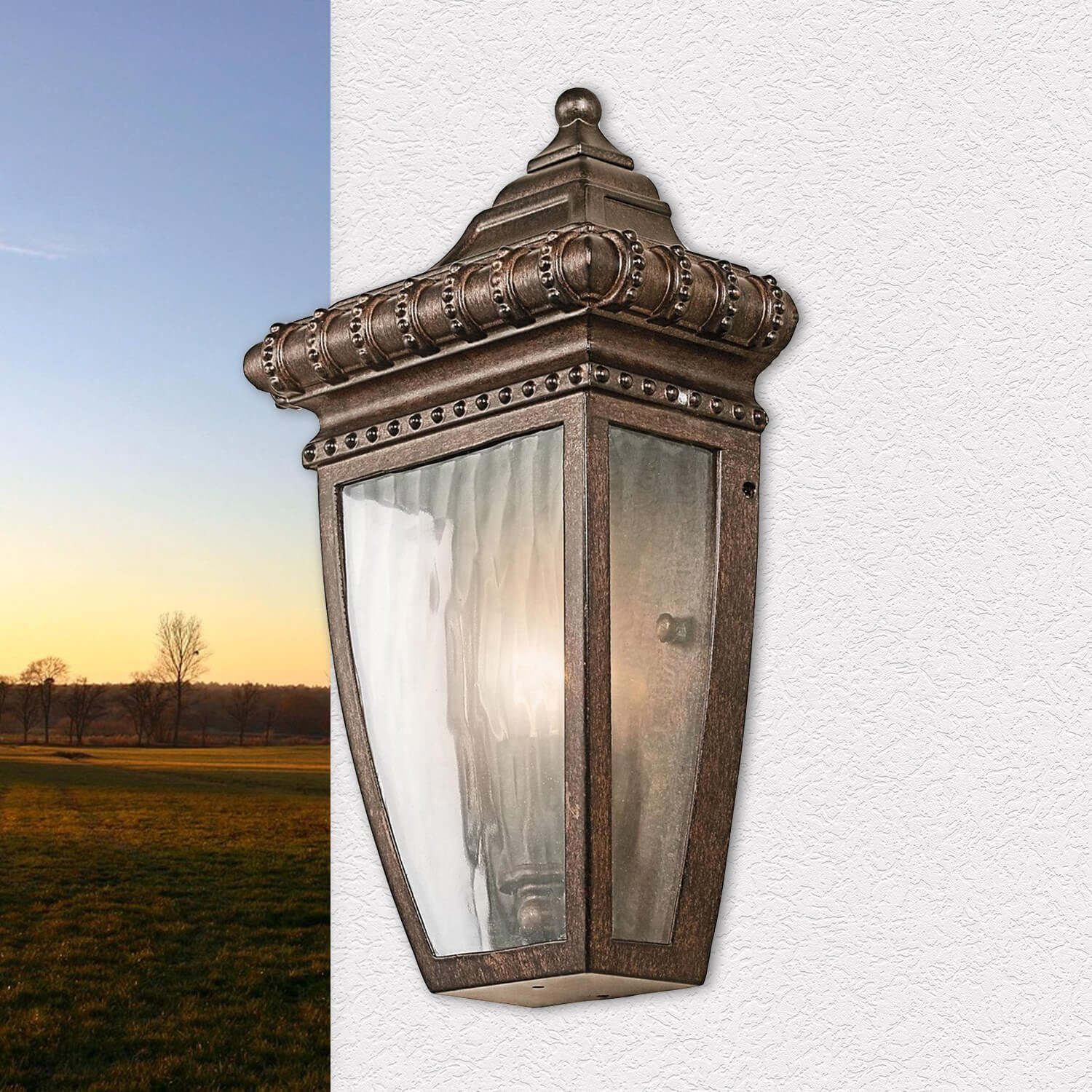 Licht-Erlebnisse Außen-Wandleuchte LUCRETIA, ohne Leuchtmittel, Edle Wandleuchte in Bronze Vintage außen
