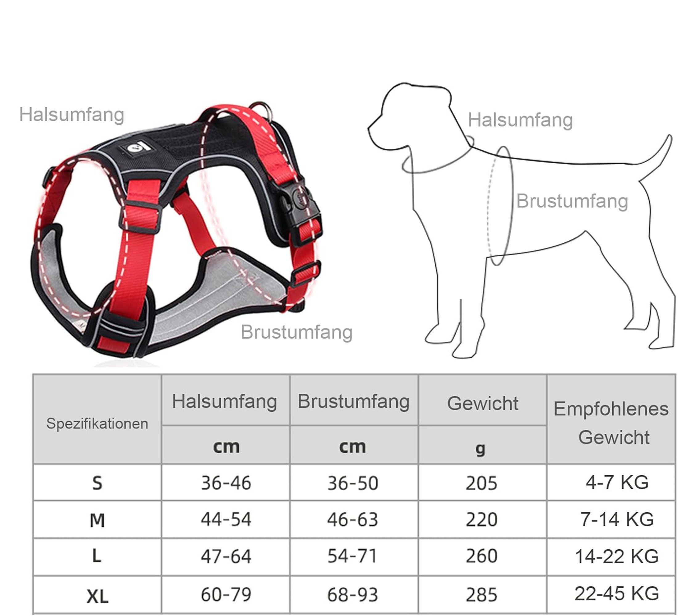 Luckice Hundeweste Anti-Zug Hundegeschirr, Hundegeschirr, Hundeleine, Anti-Zug Hundegeschirr L mit Griff, weich gepolstert