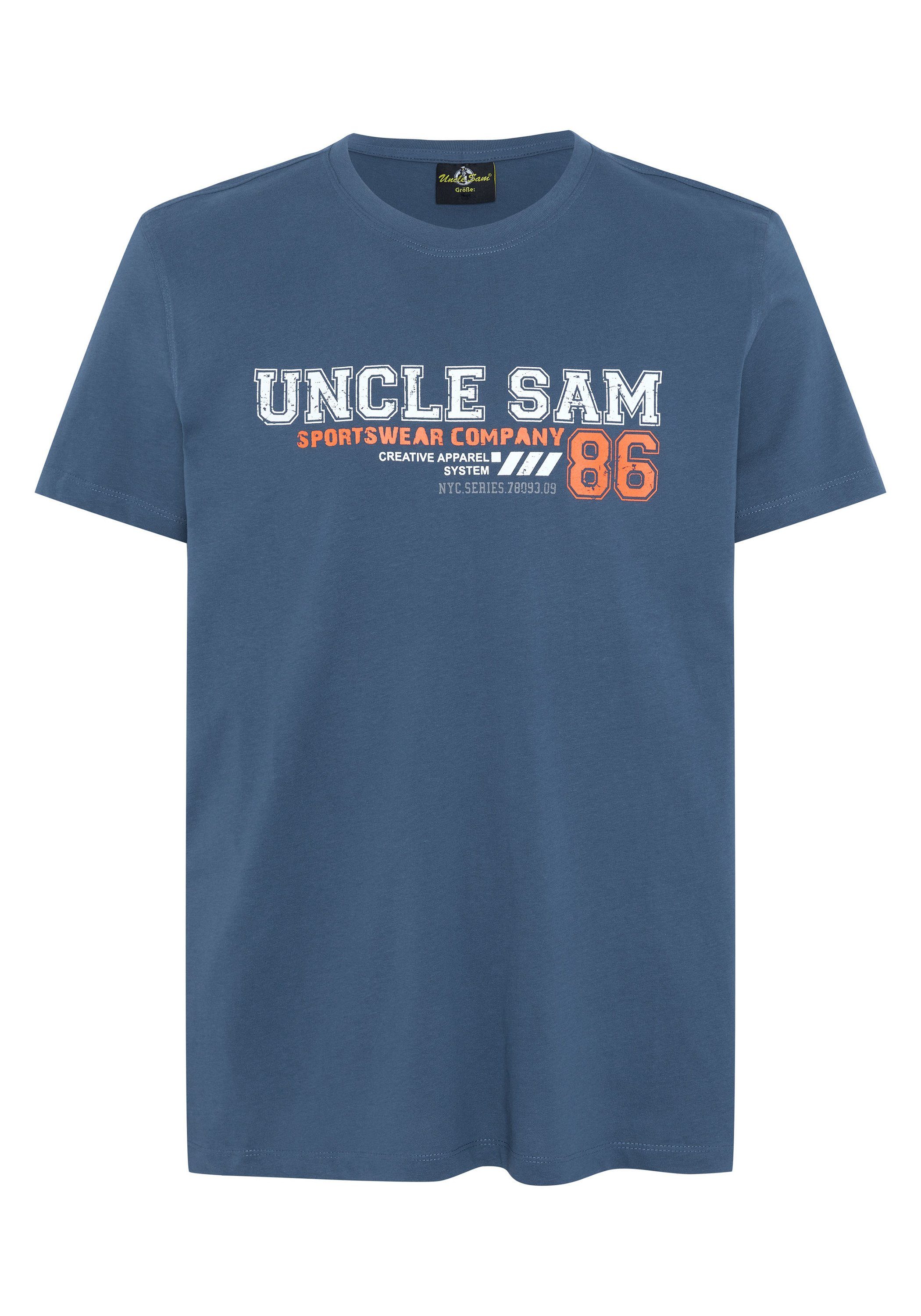 Blue 19-4026 Print-Shirt Single-Jersey Uncle soften Ensign aus Sam