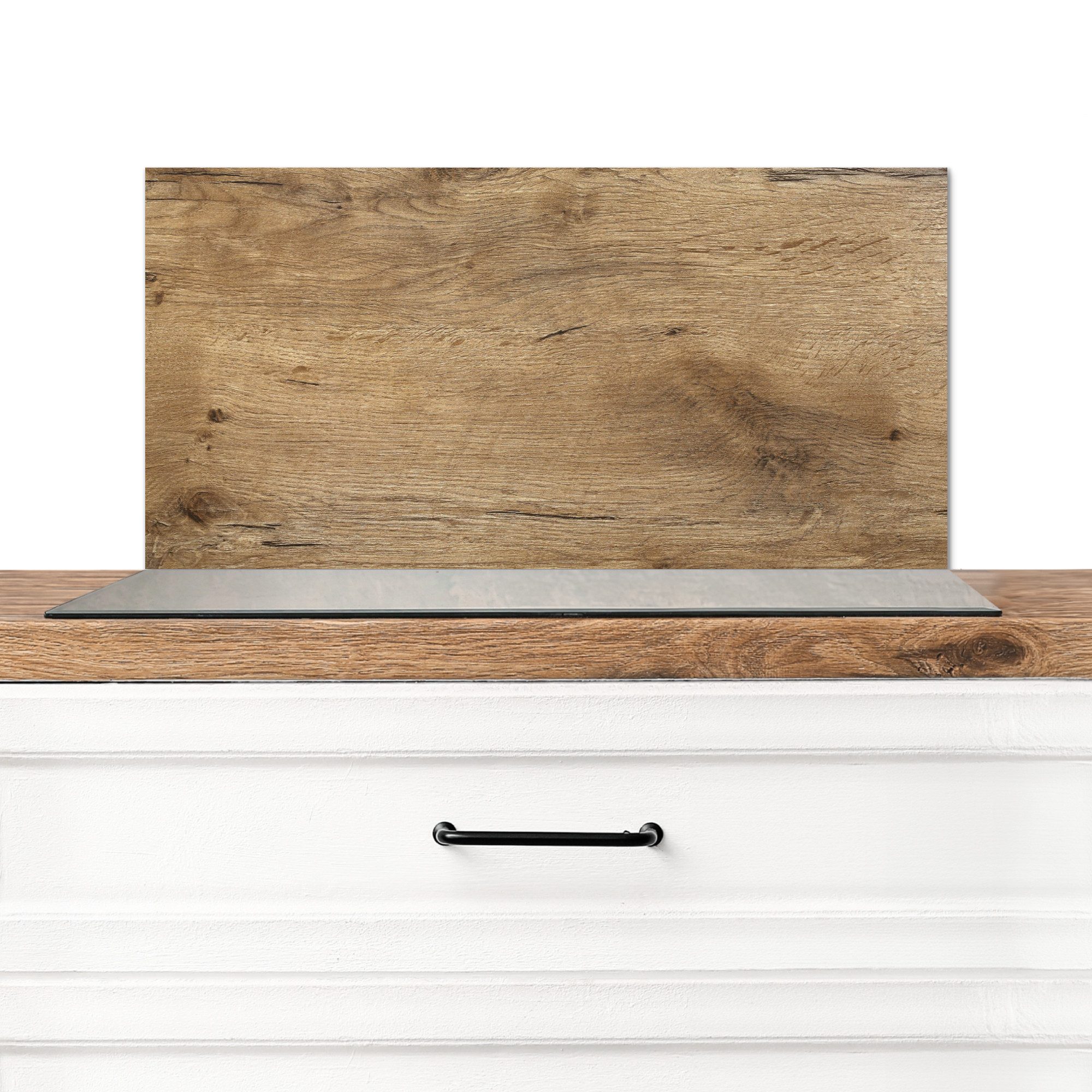 KitchenYeah Küchenrückwand Holz - Braun - Holzoptik/print, (1-tlg), Spritzschutz Küchenrückwand, Wandschutz, 60x30 cm