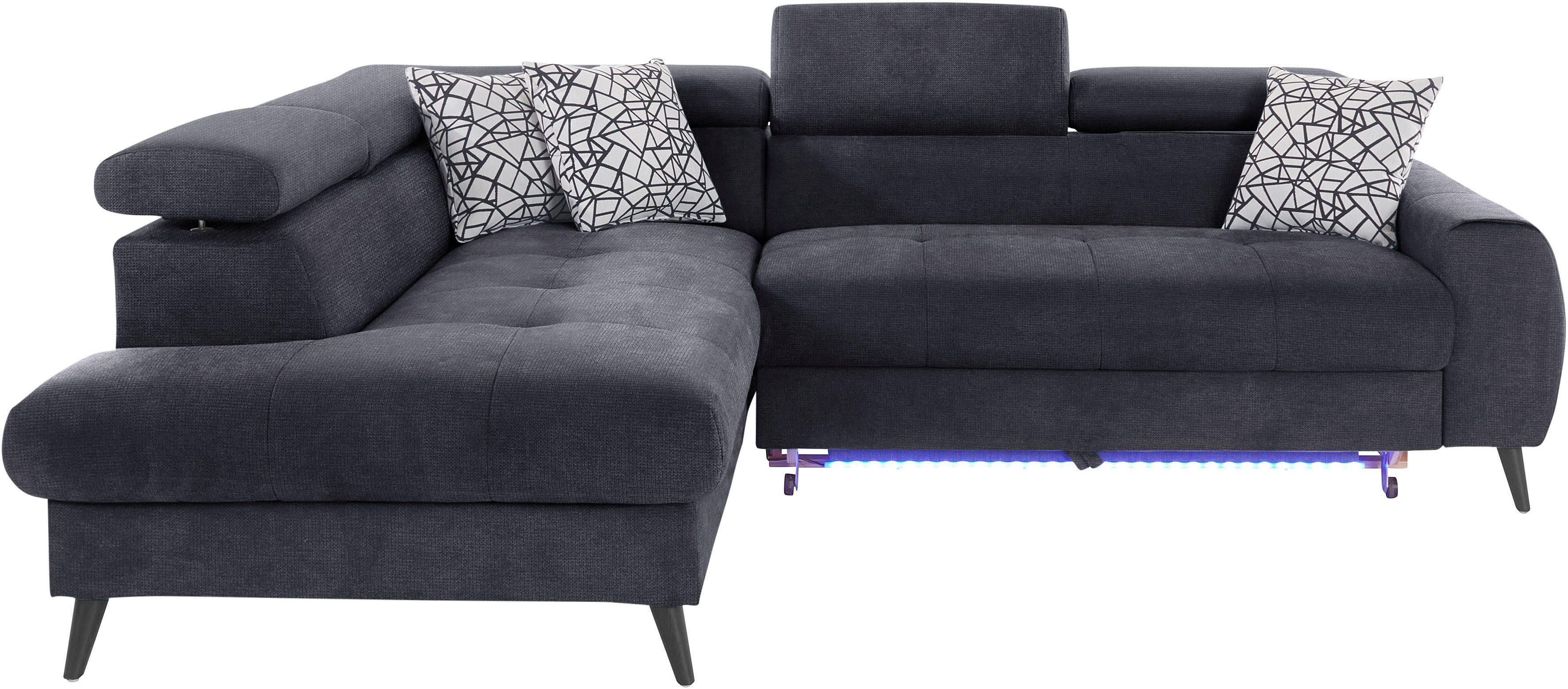 COTTA Ecksofa "Mia L-Form mit 3 Zierkissen", wahlweise mit Bettfunktion, Be günstig online kaufen