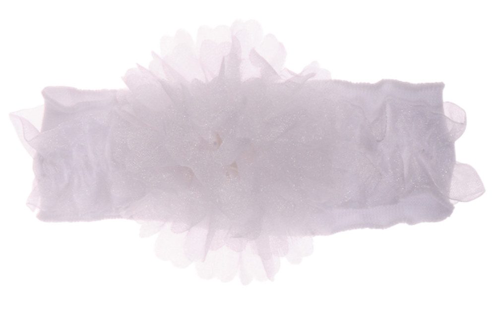 La Bortini Stirnband Baby Stirnband Kopfband in Weiß mit Blumen für Taufe elastisch, weich, festlich ab 0Mon