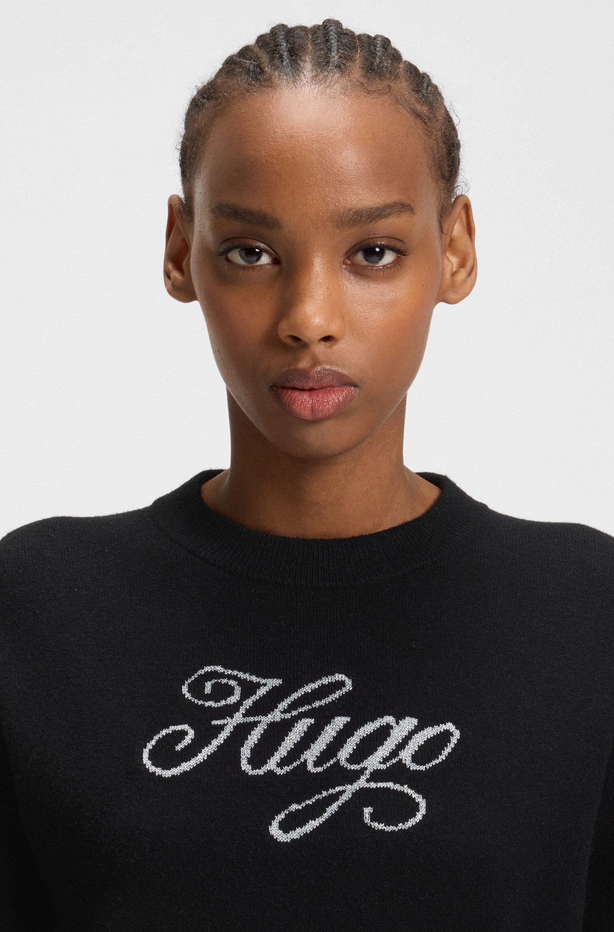 HUGO Blue Strickpullover Slogix mit Swirl-Logo günstig online kaufen