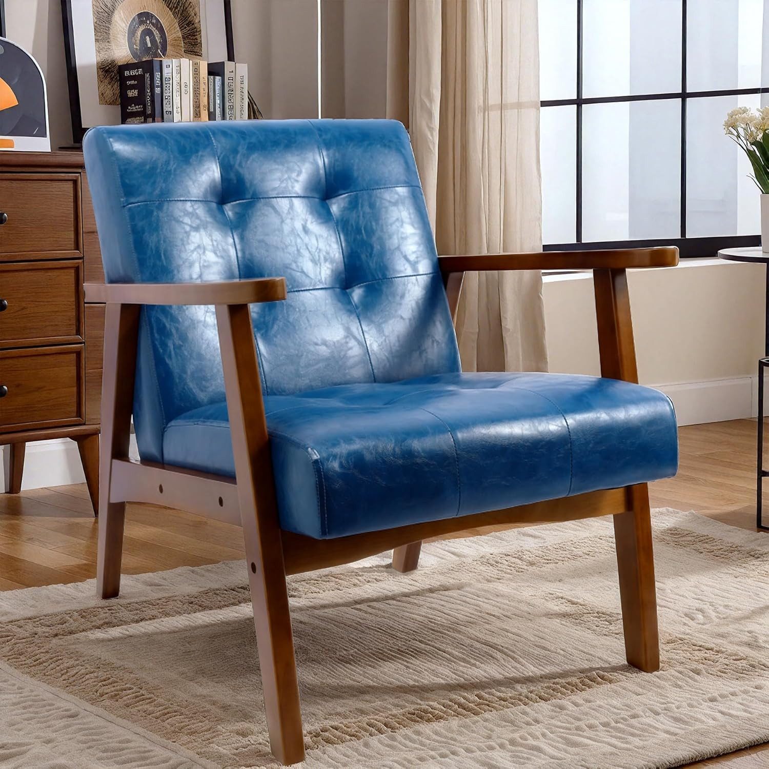 HomeMiYN Loungesessel Retro Holzsessel Loungesessel Polsterstuhl günstig online kaufen