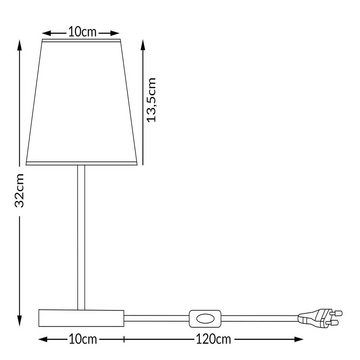 monzana Tischleuchte, Tischlampe, ohne Leuchtmittel, 32 cm Stoffschirm E14 Chrom Metall Wohnzimmer Büro Schlafzimmer
