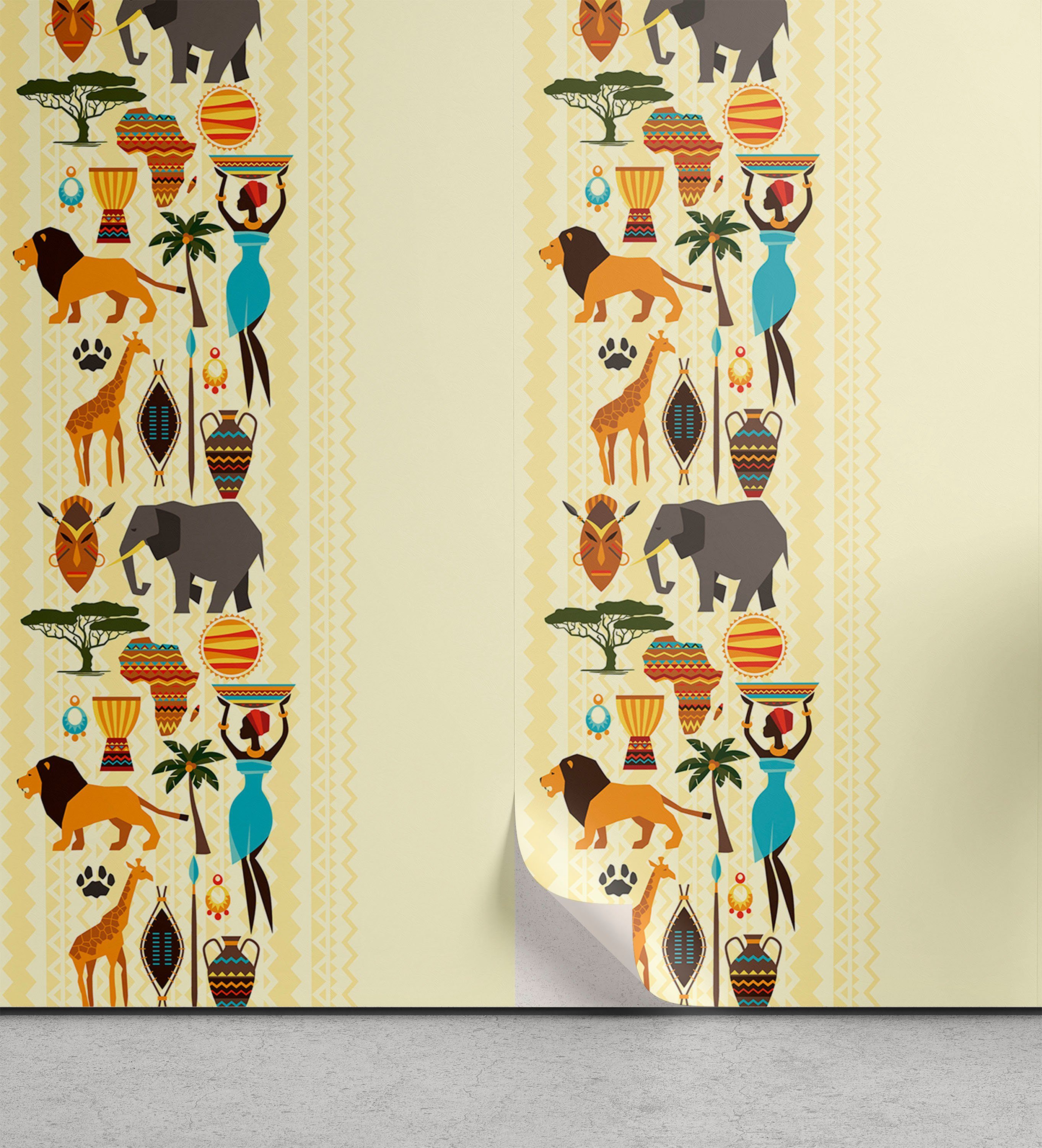 Abakuhaus Vinyltapete selbstklebendes Wohnzimmer Küchenakzent, afrikanisch historische Grenz