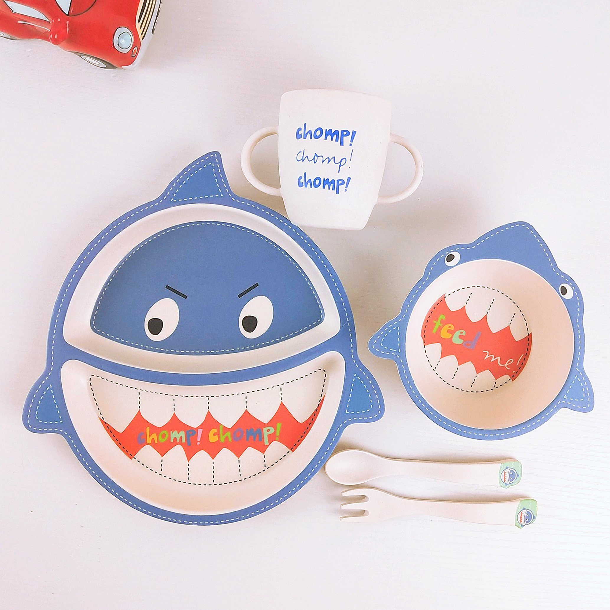 Kindergeschirr-Set Kindergeschirr-Set 5 Teile aus Bambusfaser und Maisstärke, Teller