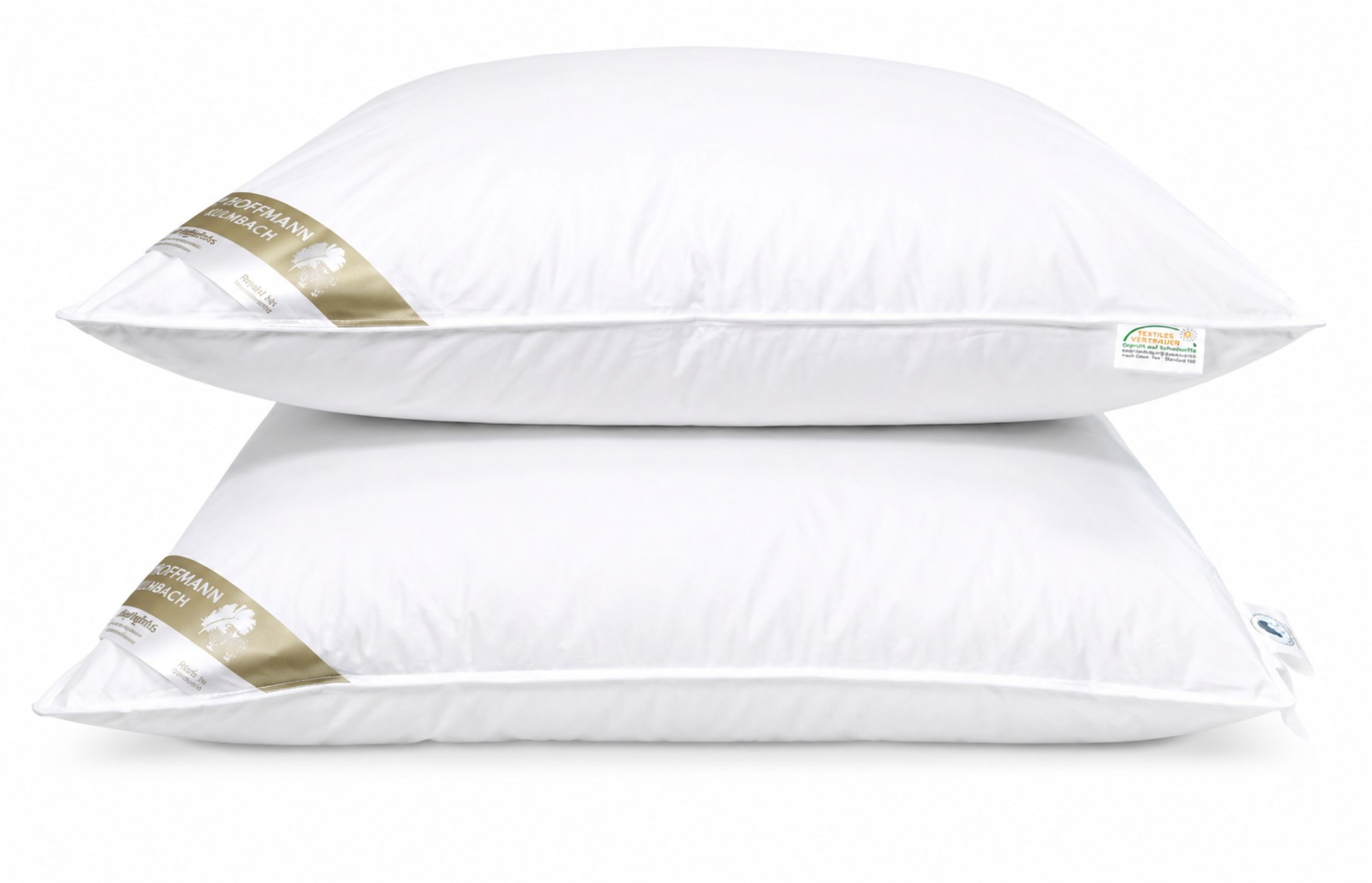 Betten Hofmann Kopfkissen 2 Stück Betten Hofmann Daunenkissen 80x80 cm 100% Daunen 450 g weich, Füllung: 100% Daunen, Bezug: 100% Baumwolle, Bauchschläfer, Rückenschläfer, 2-tlg., für Hausstauballergiker geeignet, made in Germany