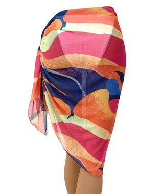 ZWY Strandkleid Farblich bedruckter Rock-Schal aus Netzstoff,sommerkleider damen (leicht und atmungsaktiv) Einteiliger, unregelmäßiger, vielseitig einsetzbarer Strapsrock