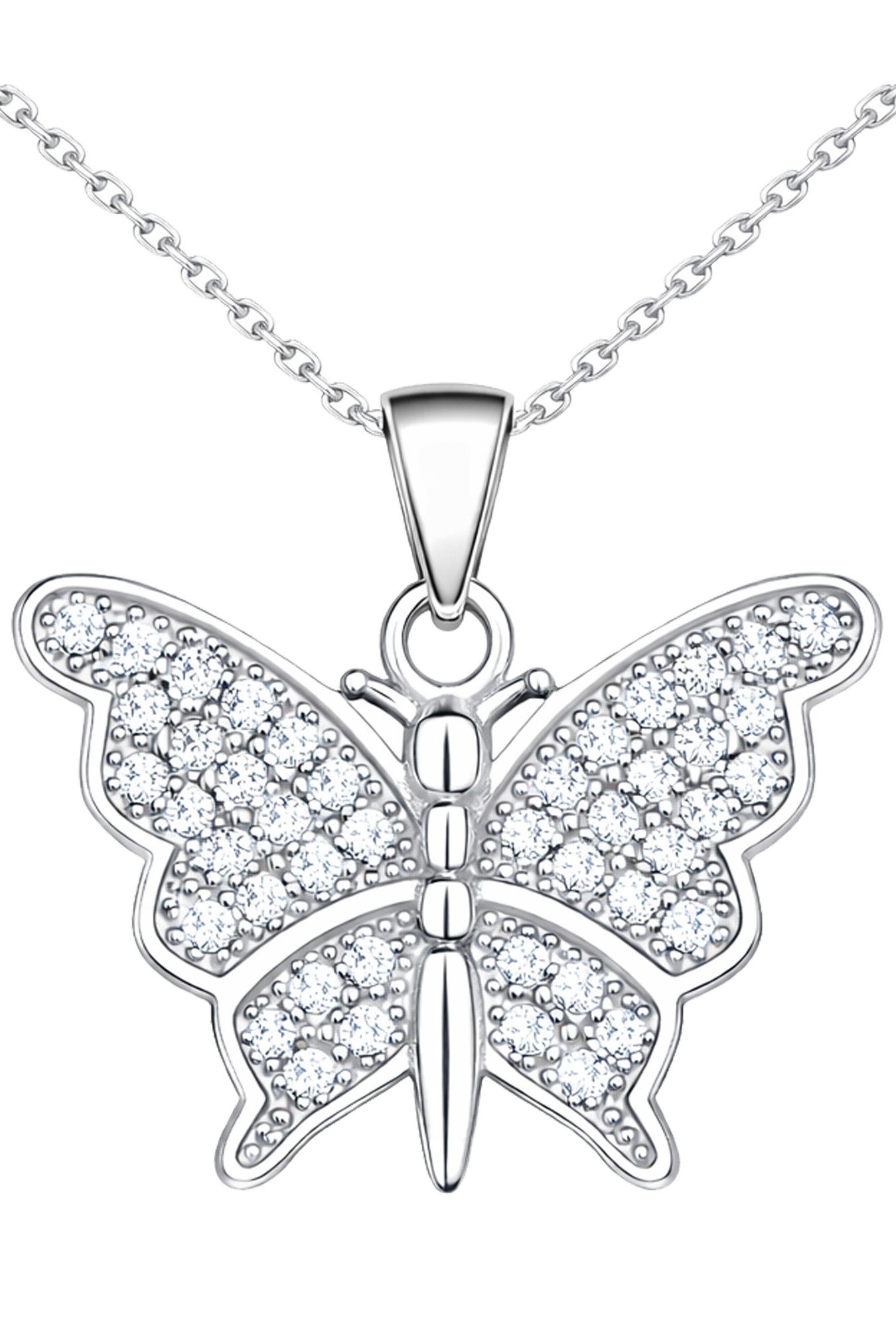 Kette mit Anhänger Damen Halskette Schmetterling 925 Silber Geschenk Frauen