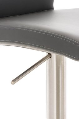TPFLiving Barhocker Cathy mit bequemer Rückenlehne und angenehmer Fußstütze (Barstuhl Hocker für Theke & Küche - höhenverstellbar und drehbar), Gestell Metall chrom - Sitzfläche: Kunstleder Grau