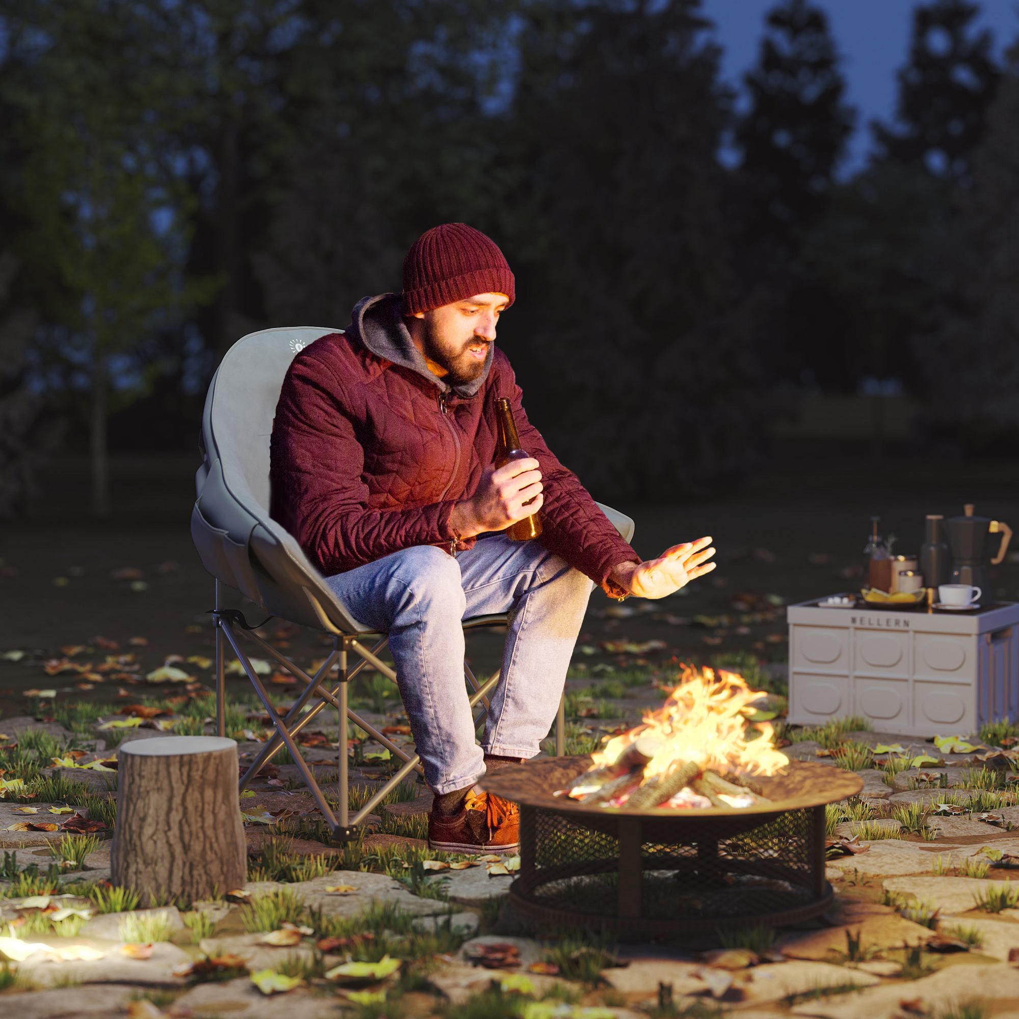 Outsunny Campingstuhl mit Seitentasche, Tragetasche, gepolstert günstig online kaufen