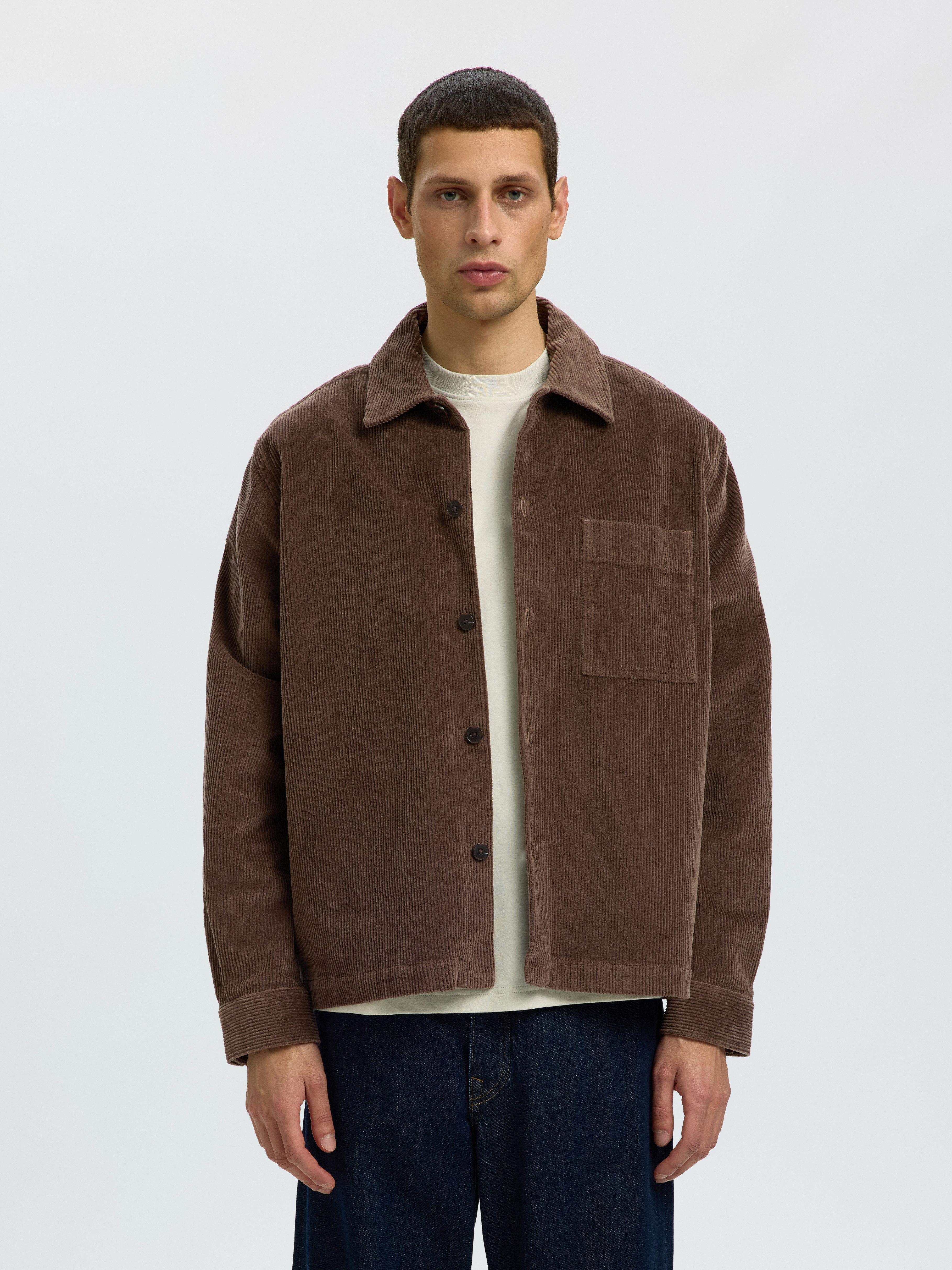 Selected Langarmhemd SLMOTTO KRIS CORD OVERSHIRT NOOS Baumwollmischung, regular fit
