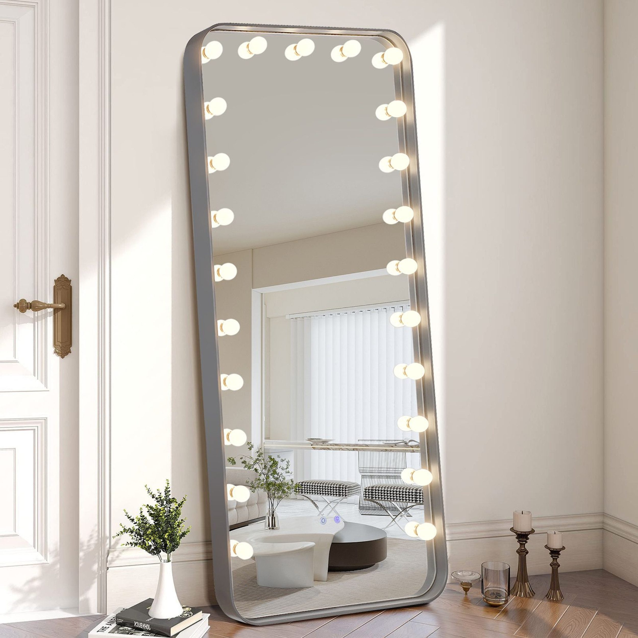 alesvelt Ganzkörperspiegel / Standspiegel 180x80cm mit LED-Beleuchtung und Bluetooth (1-Stück), 180x80cm, LED-Beleuchtung, Bluetooth