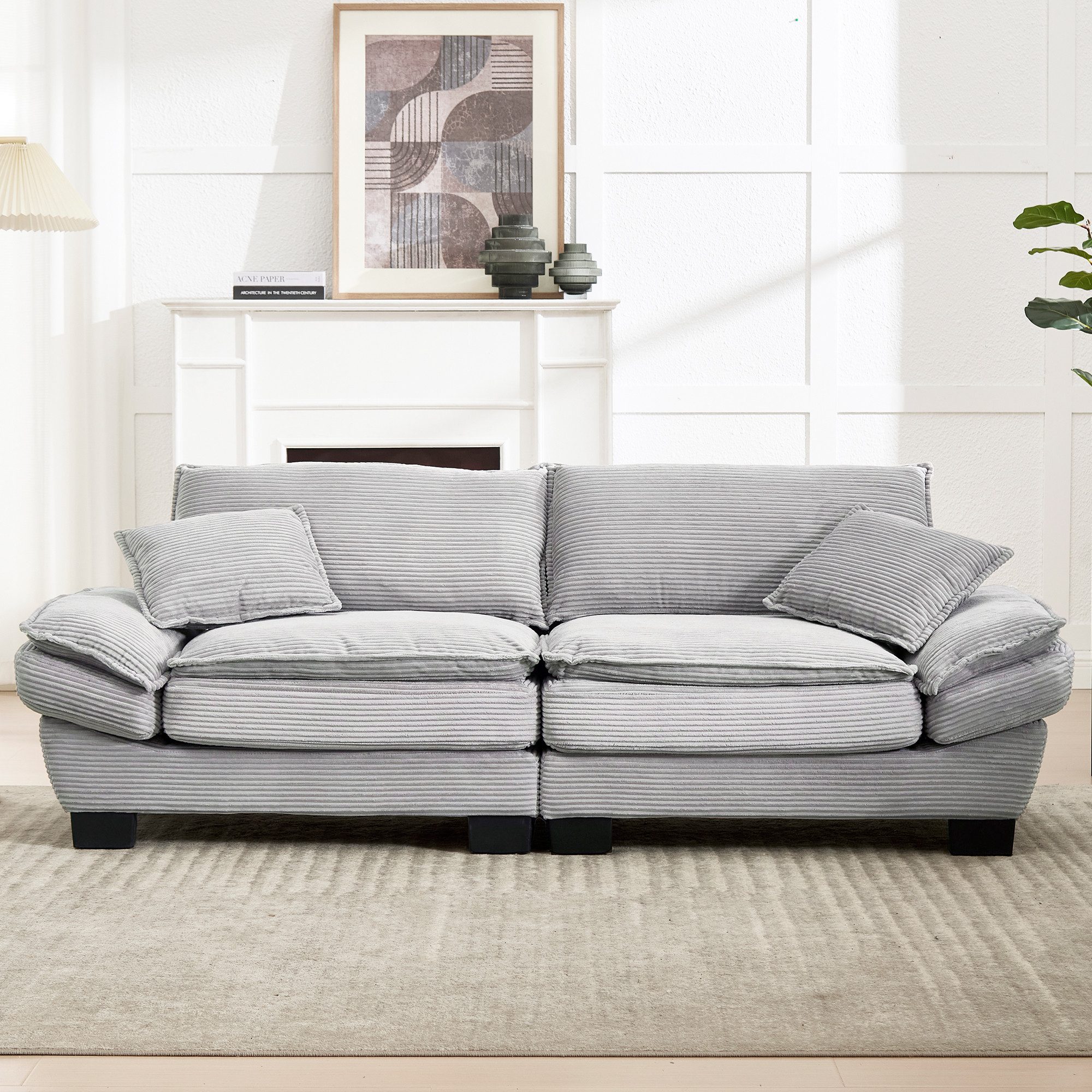 KLAM HOME Sofa 2-Sitzer Doppelsofa Loungesofa aus Cordstoff mit Relaxfunktion, Stabiler Holzrahmen, Weich, Bequem, Funktional & Platzsparend, ideal für Wohnzimmer & Schlafzimmer & Büro