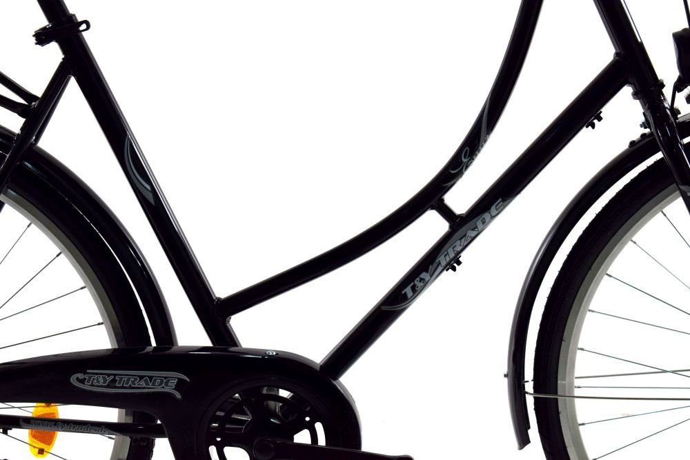 T&Y Trade City Bike 28 Inch Women's City Holland Bicycle Bike Coaster Brake Road Traffic Regulations (STVO) Enur Black, 1 Speed, Coaster Brake, Luggage Rack, Kickstand, Basket