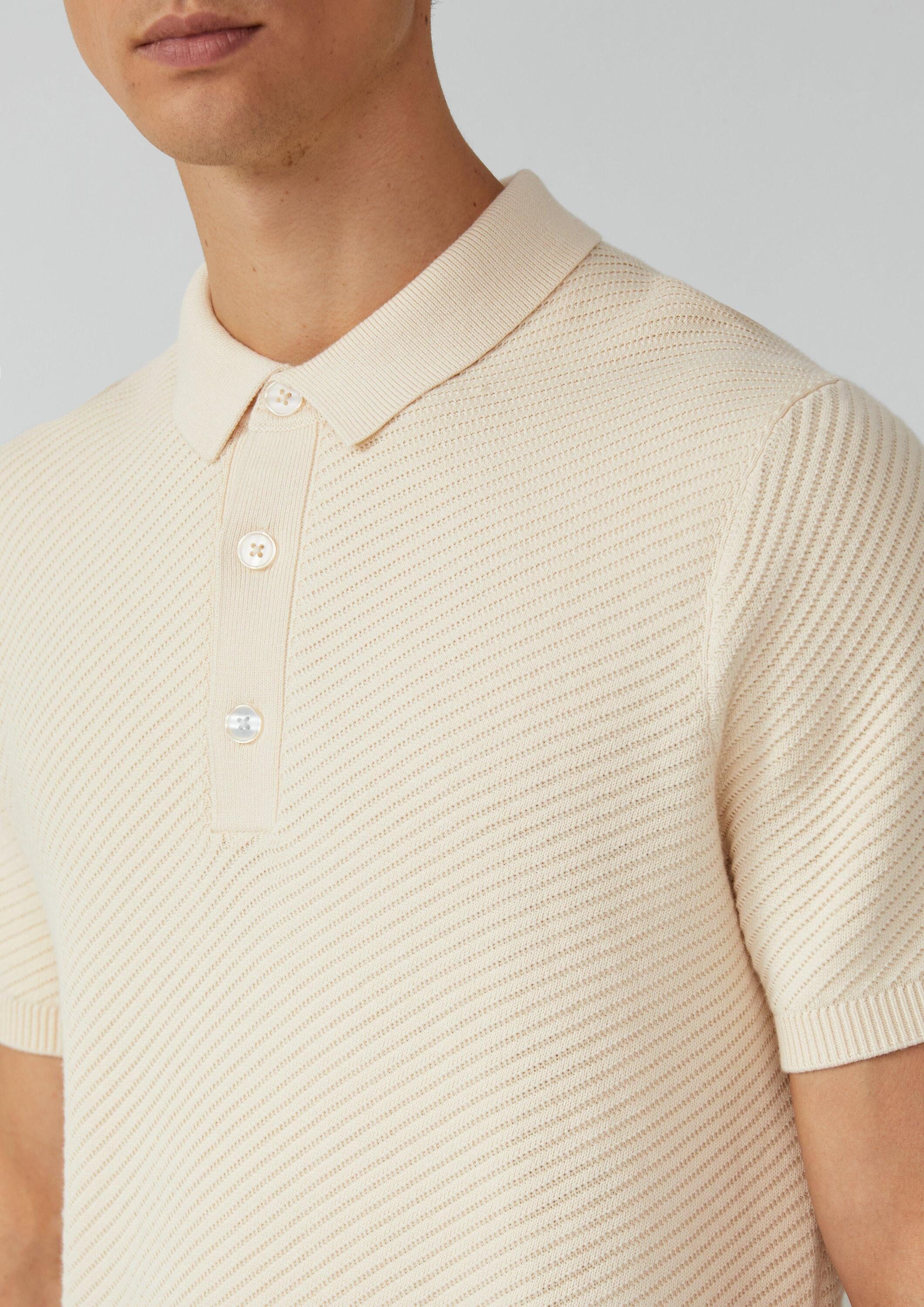 s.Oliver Longpullover Strickpullover Poloshirt aus weichem Strukturstrick