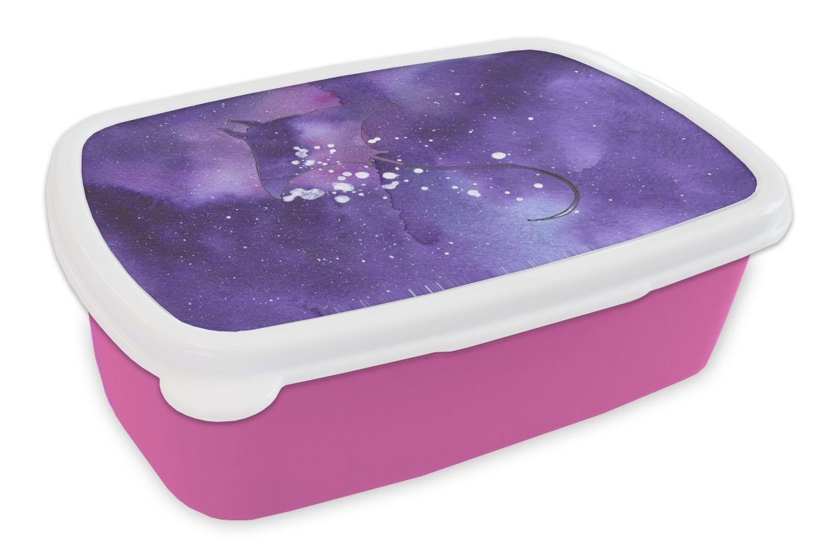 Lila, Weltraum Brotbox Kunststoff, Kinder, MuchoWow (2-tlg), für Snackbox, Erwachsene, Brotdose Mädchen, - - Kunststoff Manta rosa Lunchbox