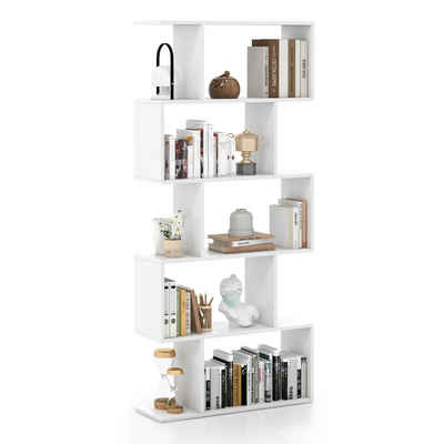 COSTWAY Bücherregal, Raumteiler mit 5 Ebenen, 70 x 23,5 x 158 cm