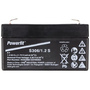 Exide Exide Powerfit S306/1,2 S Blei Akku mit Faston 4,8 mm 6V, 1200mAh Akku 1200 mAh (6,0 V)