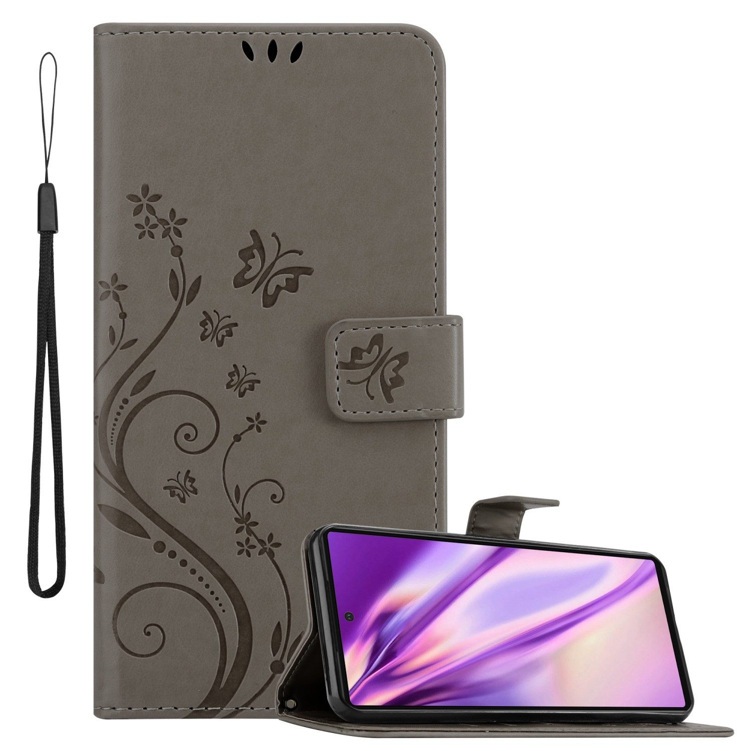 Cadorabo Handyhülle für Google PIXEL 6 Hülle Google PIXEL 6, Hülle Schutzhülle Blumen Flower mit Standfunktion Kartenfach Magnet