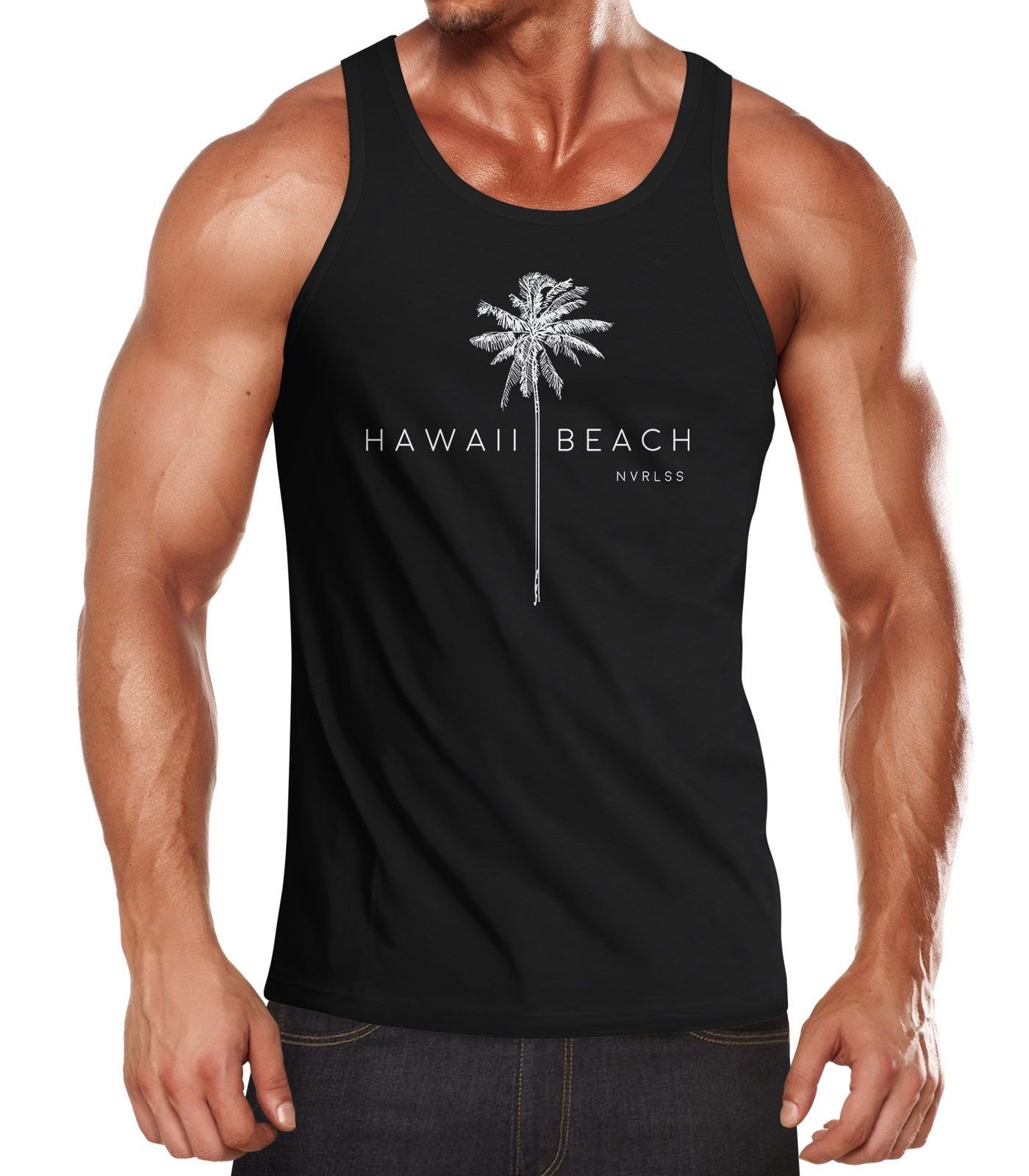 Neverless® Muscle Muskelshirt Palme Neverless Print Hawaii Tank-Top Herren mit Shirt Beach Tanktop