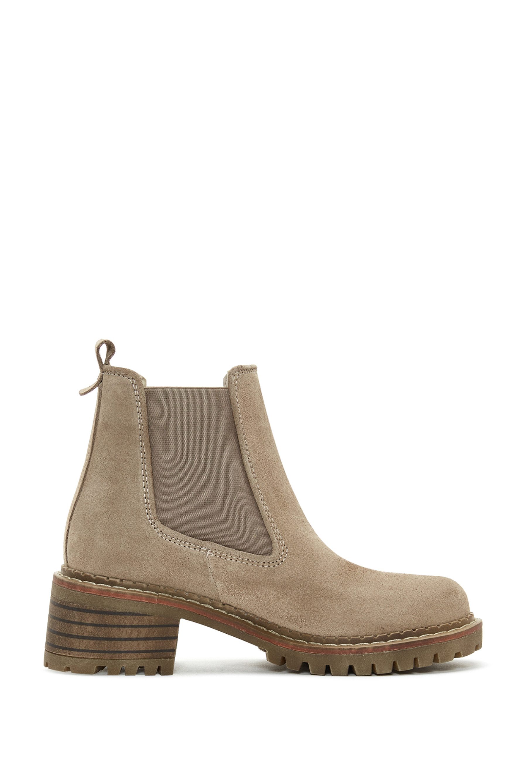 Derimod Chelsea-Stiefel aus Veloursleder Chelseaboots Stofffutter, TPU Sohle, Absatz 3 cm