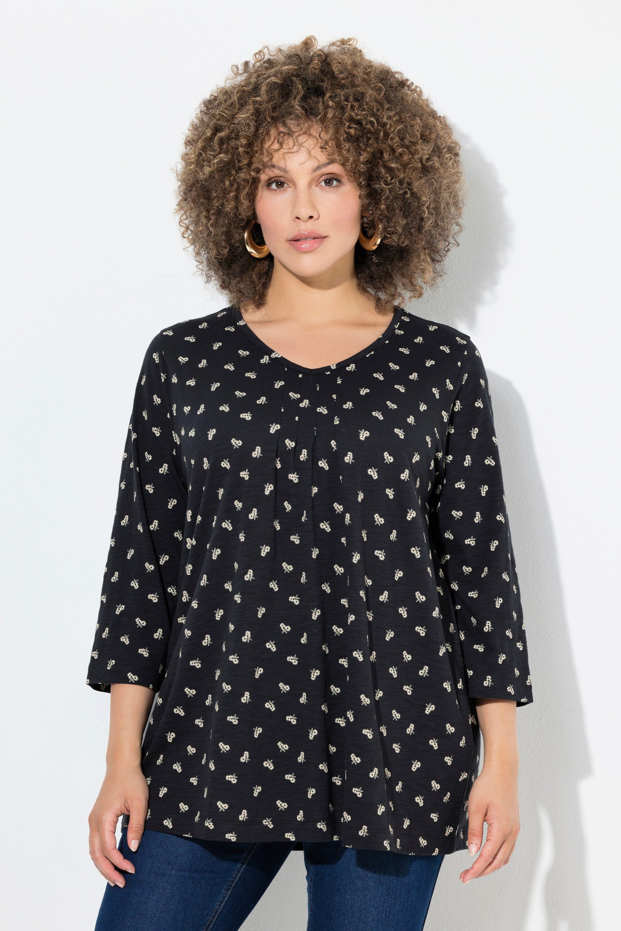 Ulla Popken T-Shirt Shirt Blüten A-Linie günstig online kaufen