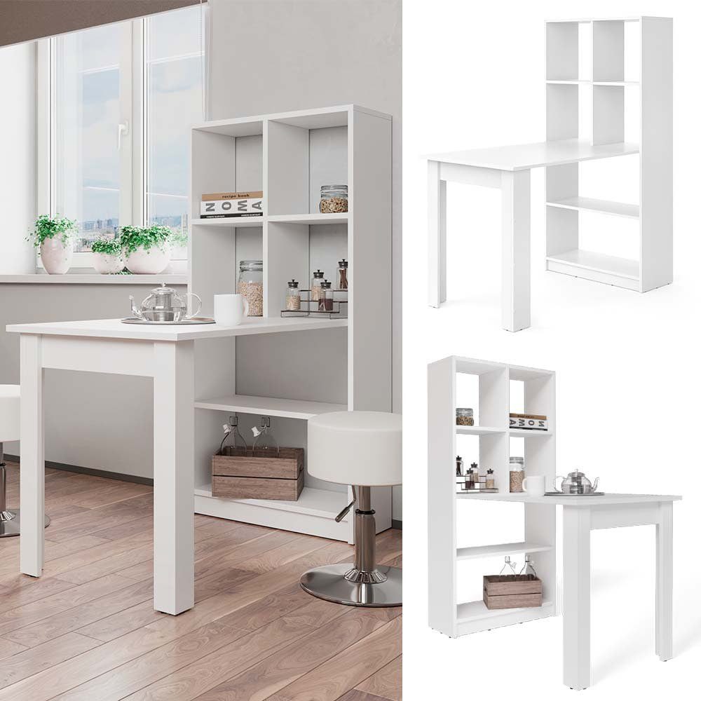 Vicco Esstisch Gael, Weiß, 70 x 122 cm mit 6 Fächern günstig online kaufen