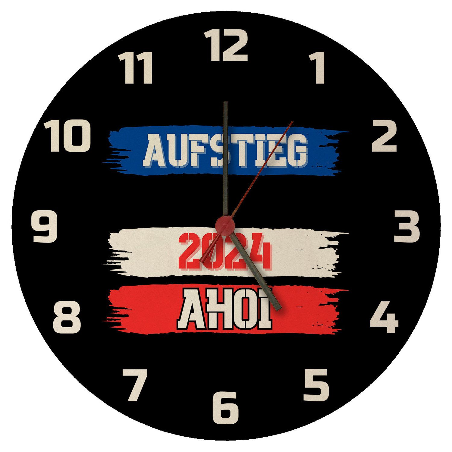Wanduhr Kiel Aufstieg 2024 Wanduhr aus MDF mit Spruch Ahoi