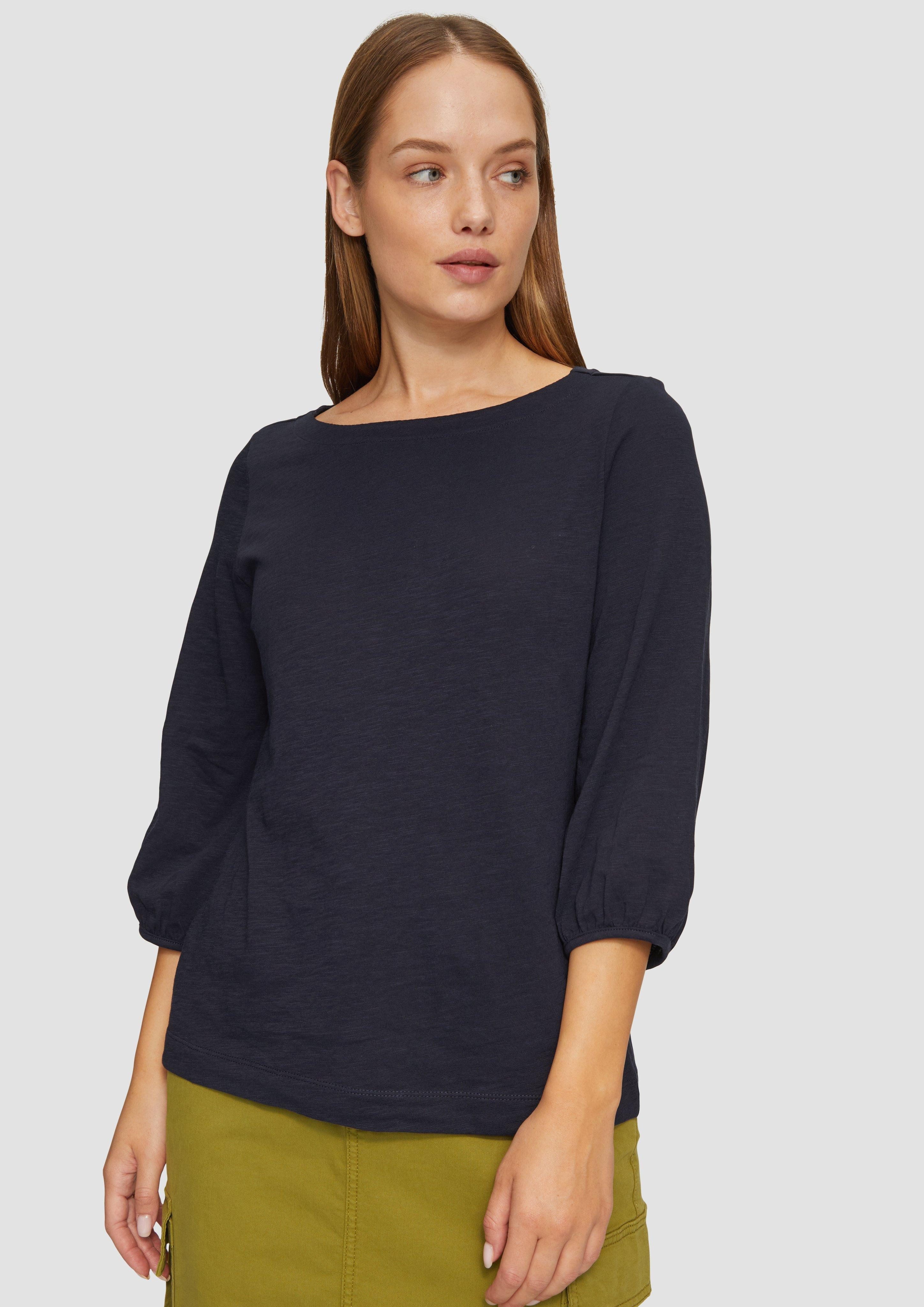s.Oliver 3/4-Arm-Shirt Baumwollshirt mit U-Boot-Ausschnitt günstig online kaufen